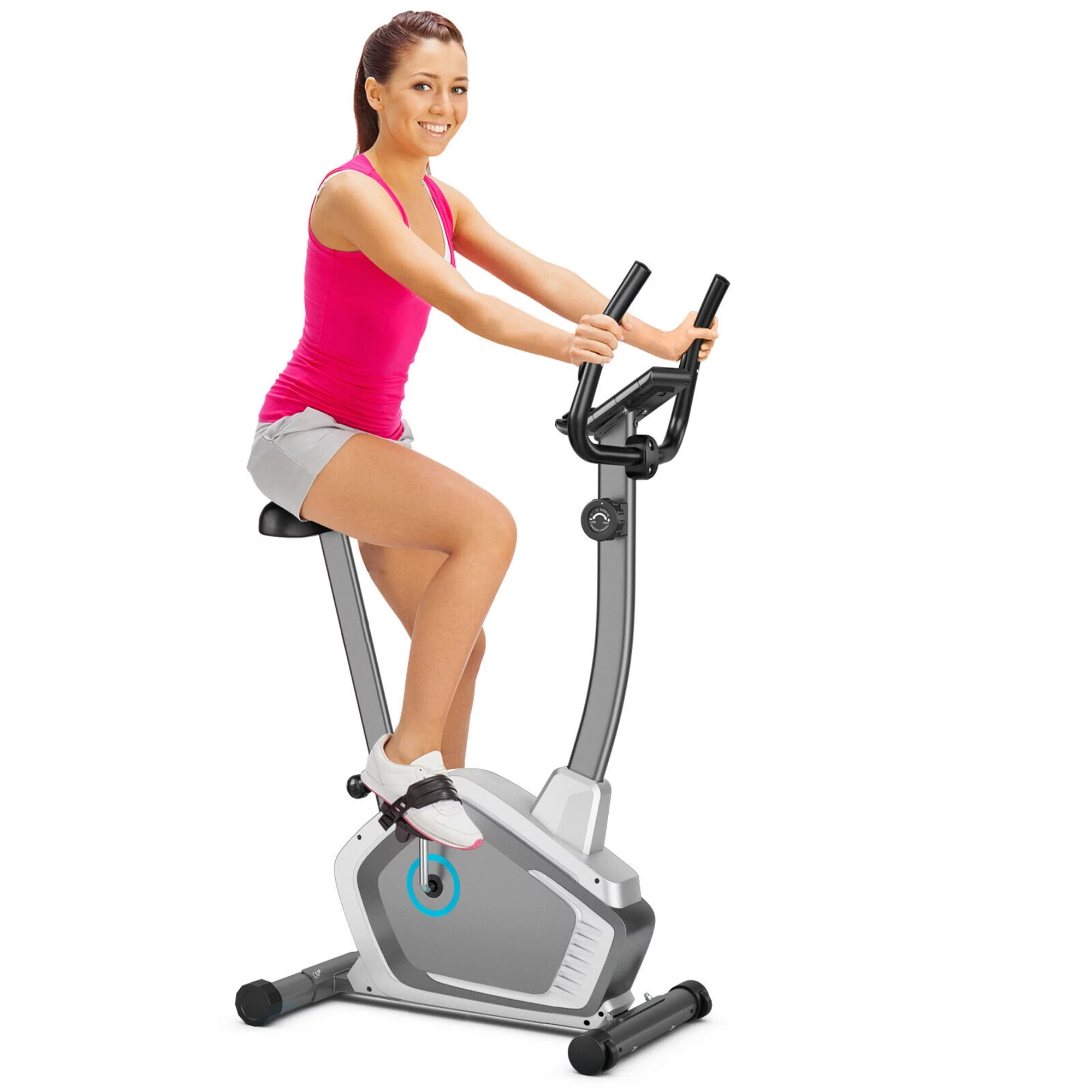 Gymax Magnetic Upright Exercise Bike Cycling Bike W/Pulse Sensor 8-Level Fitness