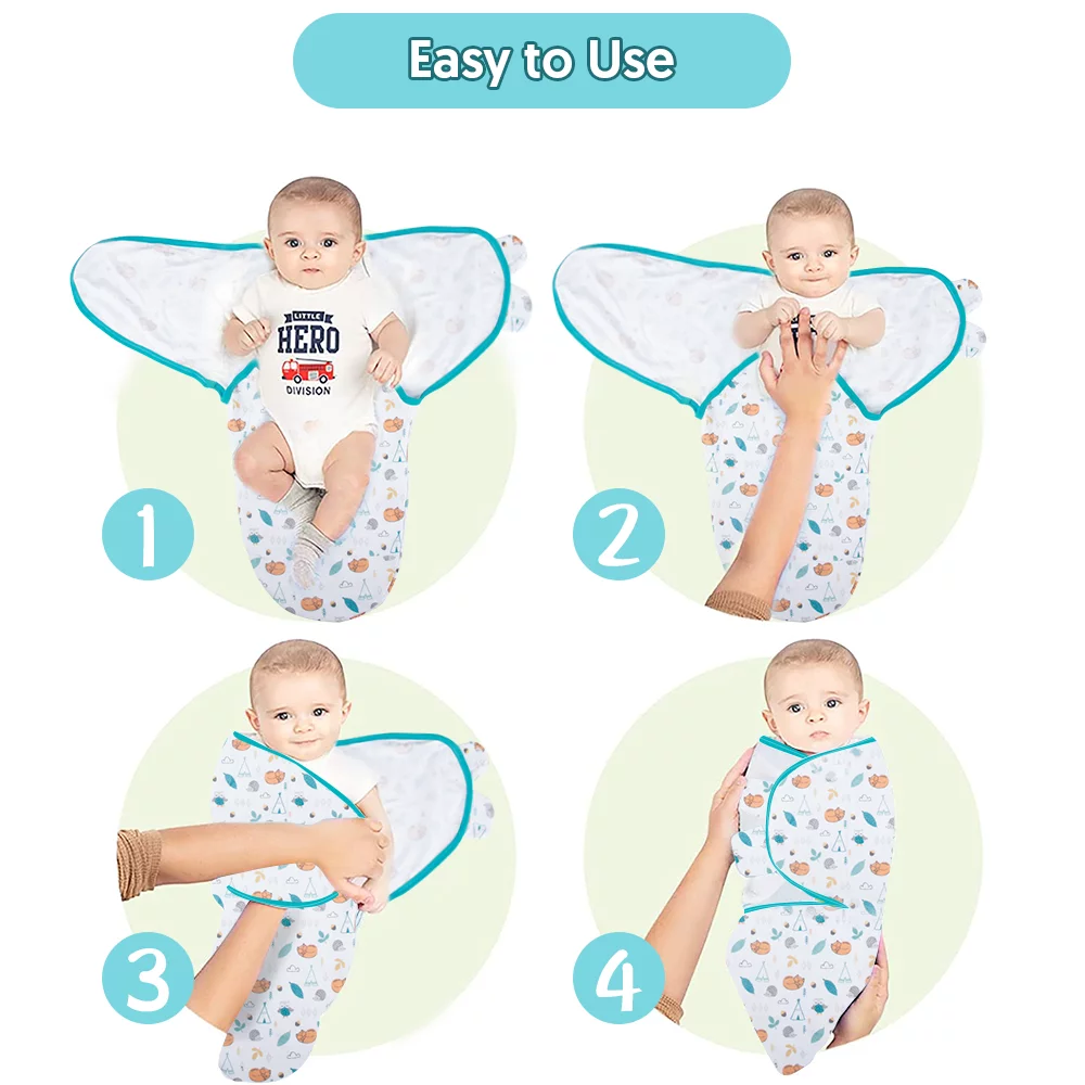 SUGARDAY Swaddle Blankets for Boys Girls Swaddle Wrap 0-12 Months 3-Way Adjustable Cotton Sleepsack 3 pcs