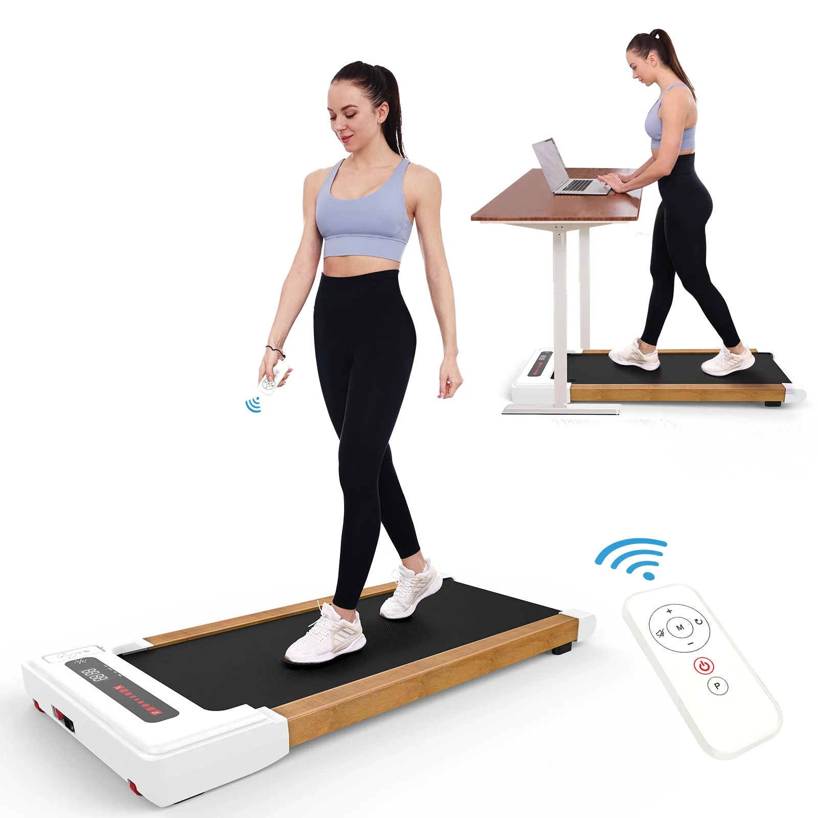 Walking Pad Treadmill Under Desk,Portable Mini Treadmill 265 lbs Capacity with Remote Control,Installation-Free Jogging Machine for Home/Office,Bluetooth and LED Display.