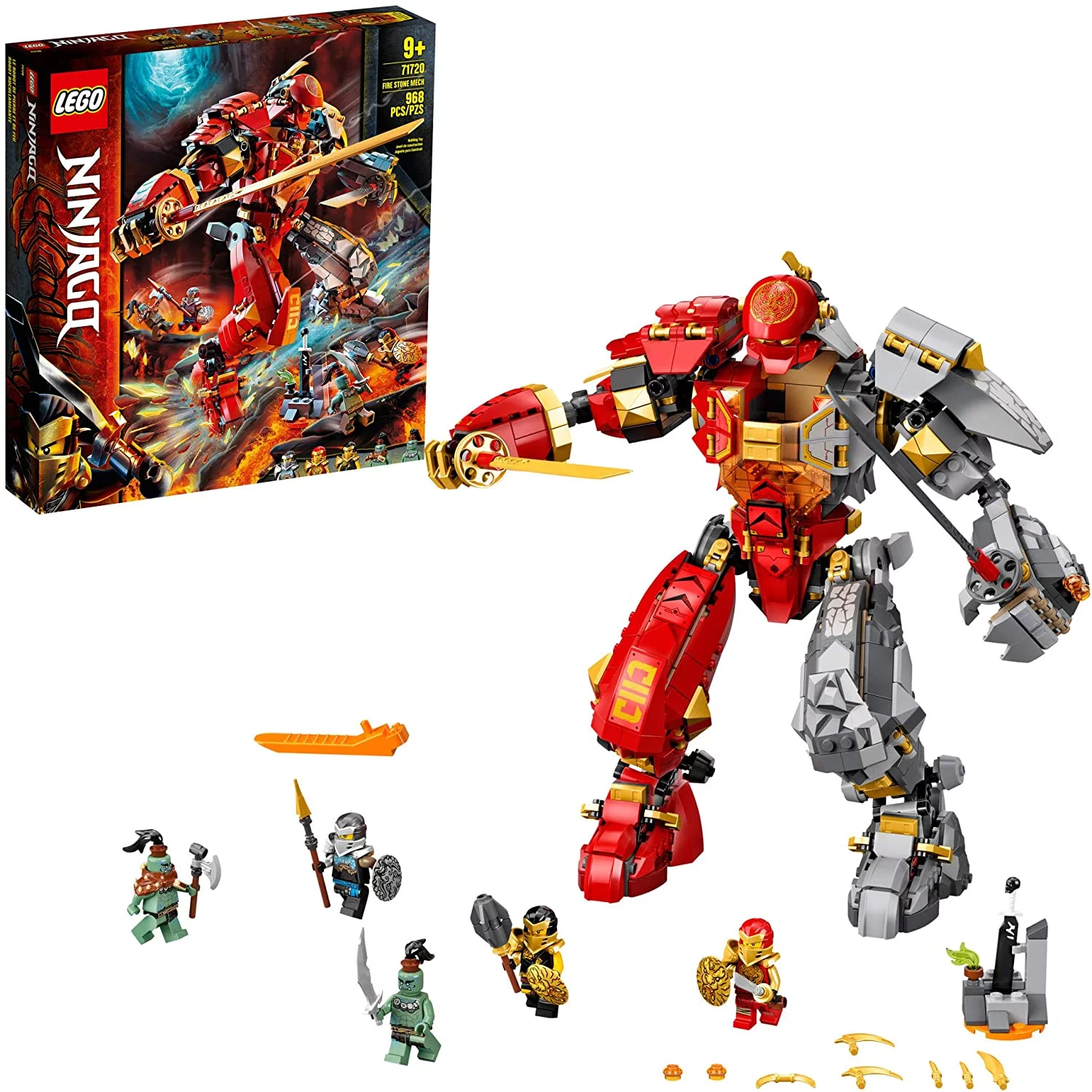 LEGO NINJAGO Fire Stone Mech 71720 Building Kit Featuring LEGO Ninja Mech, New 2020 (968 Pieces)??