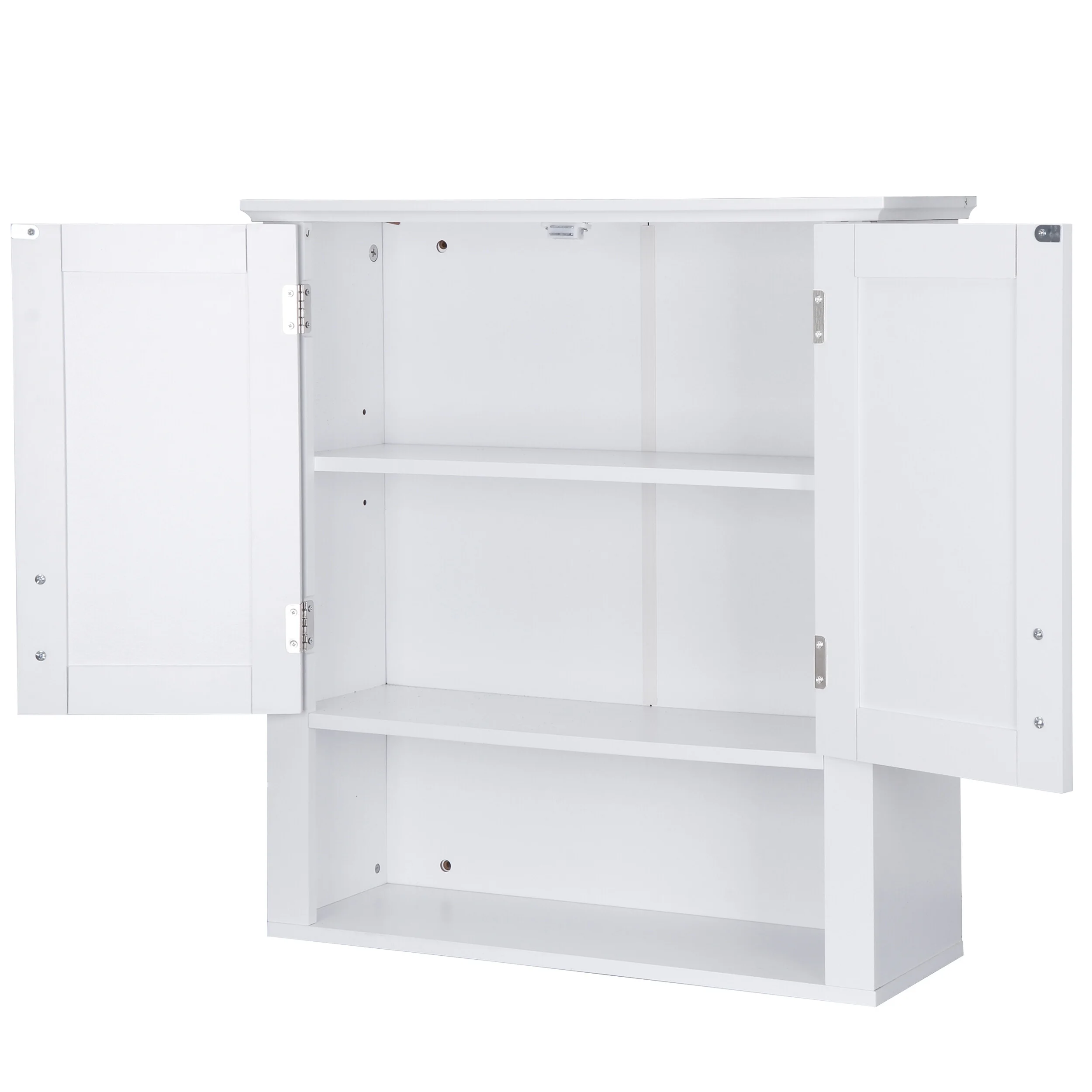 ZenSports 2-Door Bathroom Medicine Storage Wall Cabinet, Over-the-Toilet Adjustable Shelves 8″ Width White