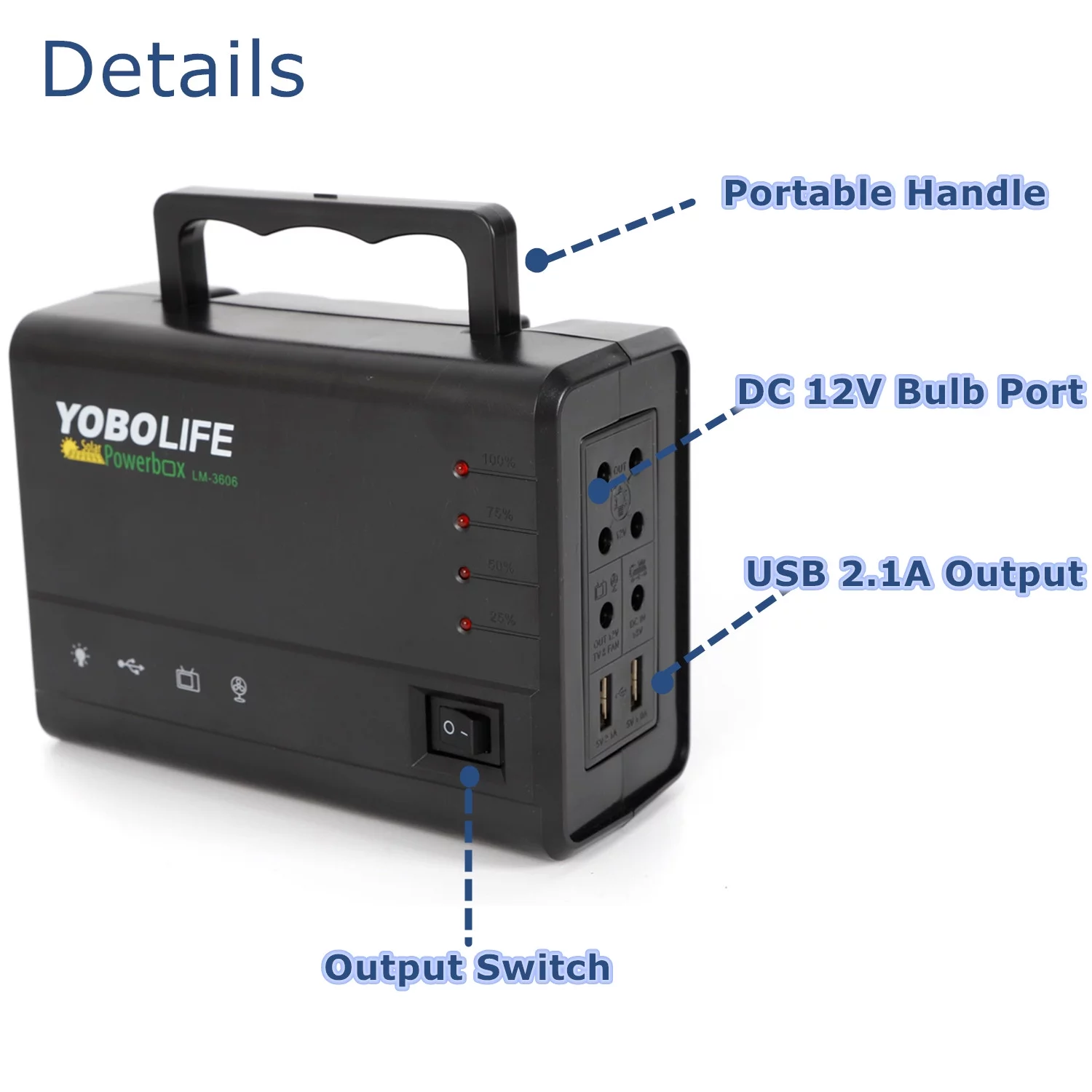 Portable Solar Power Generator Kit, Power Station with Solar Panel with 4 LED Lights for Outdoor Camping