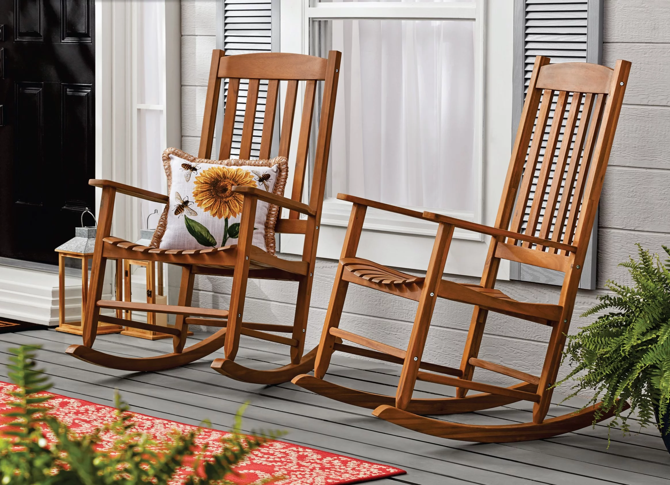 Mainstays Outdoor Wood Porch Rocking Chair, White Color, Weather Resistant Finish