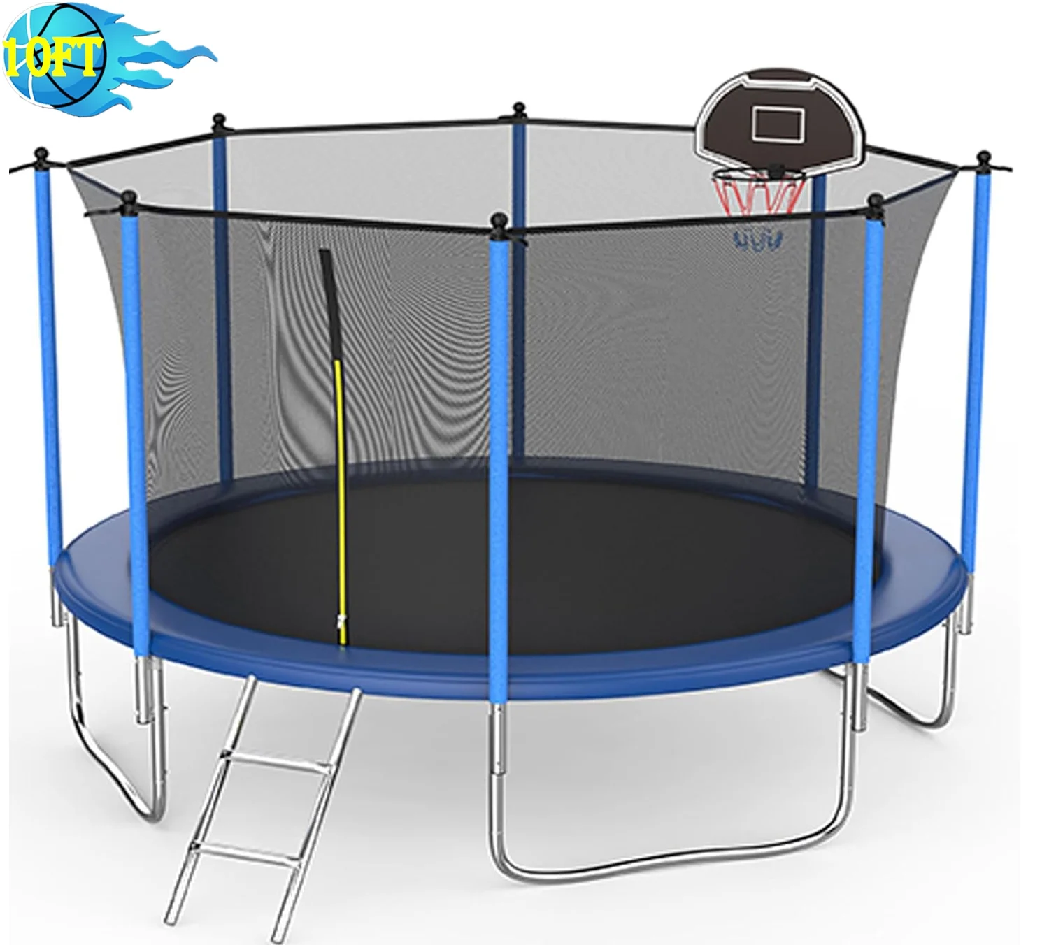 Seizeen Upgrade Trampoline for Kids, 12FT Round Trampoline W/ Outer Enclosure, Large Trampoline with Hoop