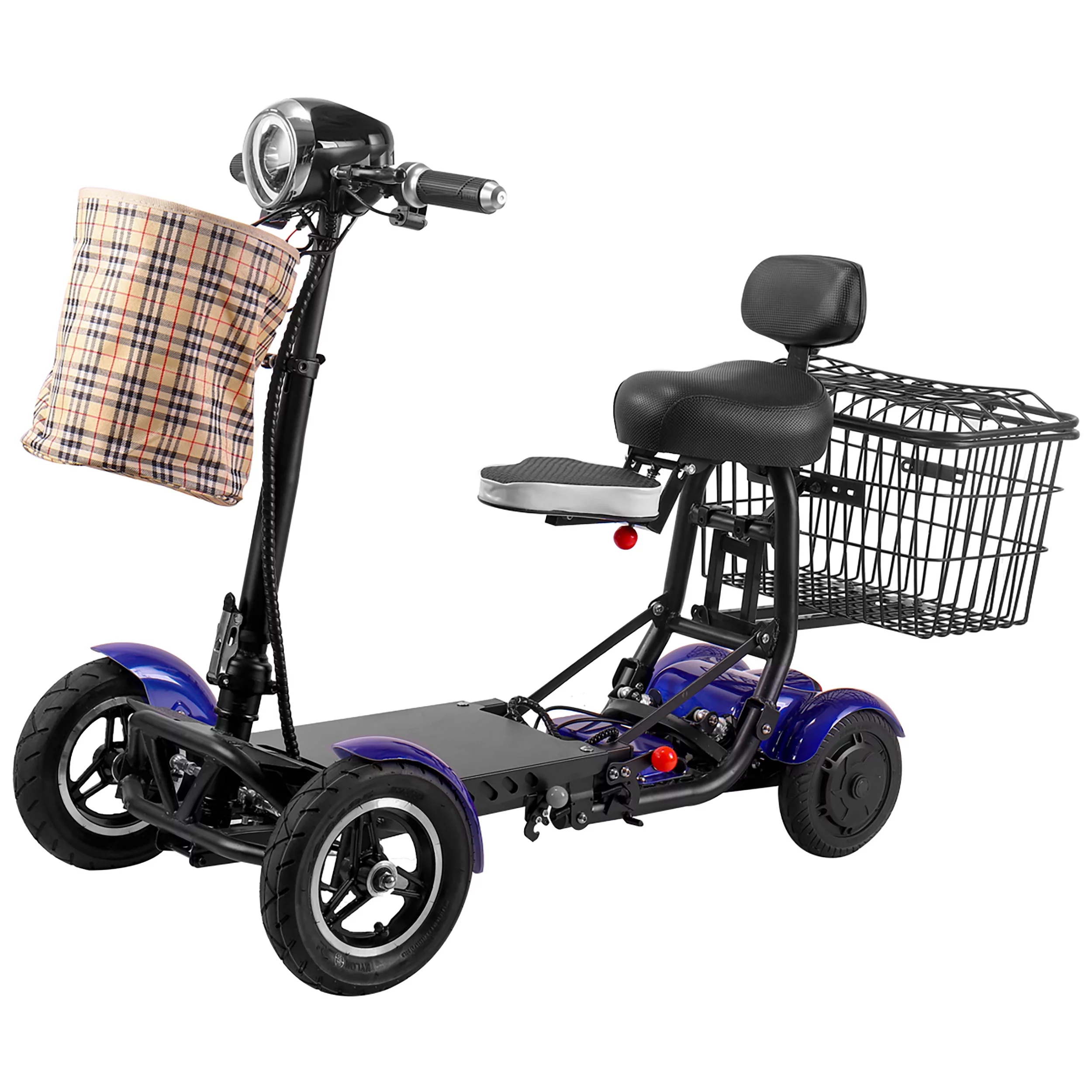 Smart Lightweight Electric Power Scooter, 4 Wheels Foldable Double Seats