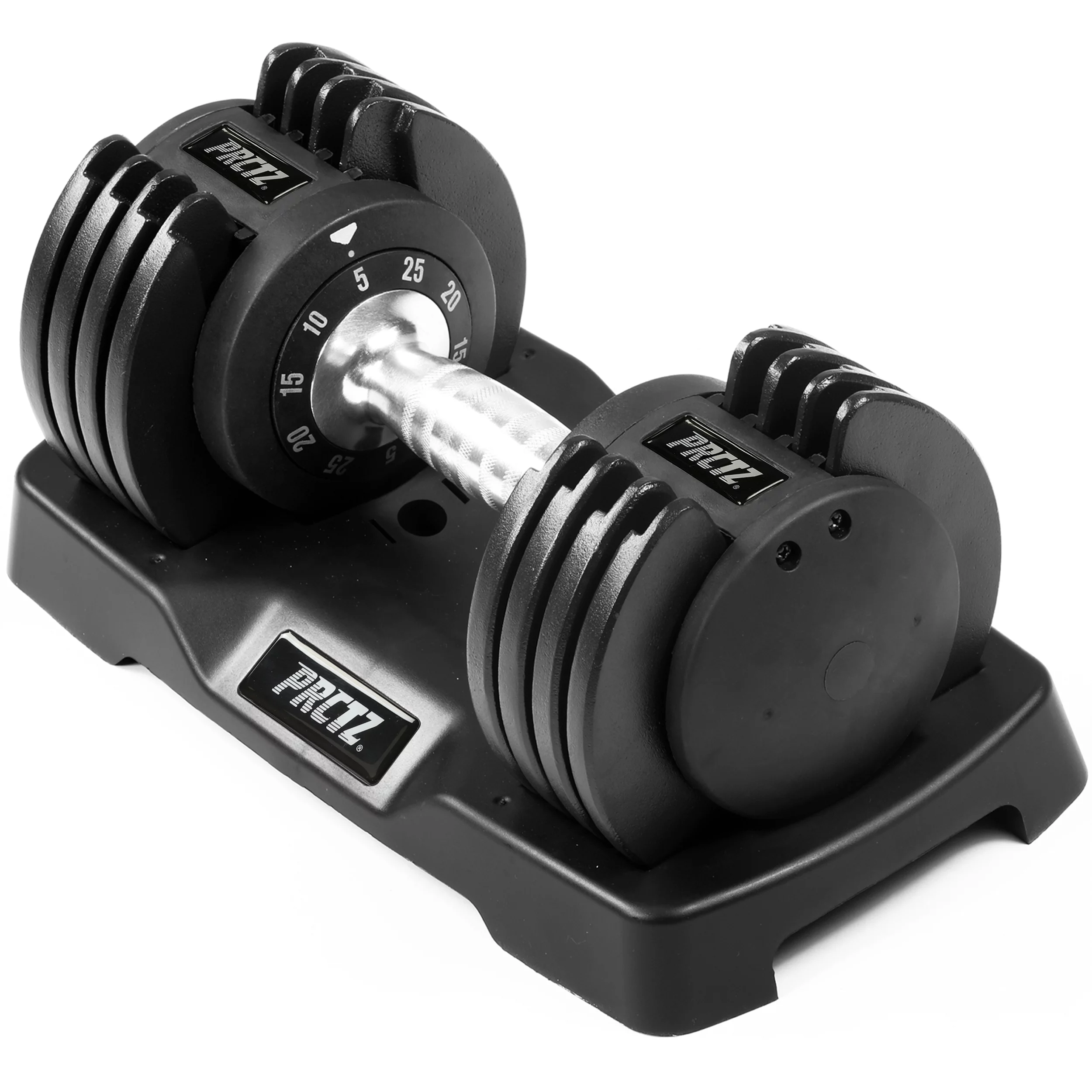 PRCTZ, 5-25lb Adjustable Dumbbell, Single , Available in 25lb & 55lb, Black