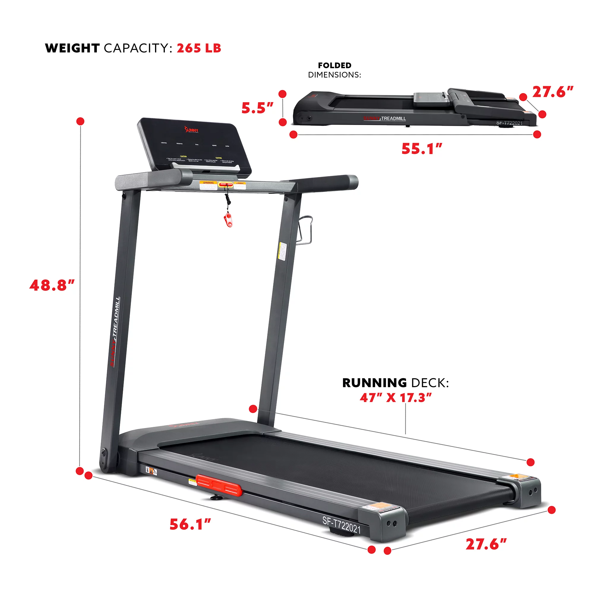 Sunny Health & Fitness Interactive Slim Treadmill with Bluetooth ?C SF-T722021