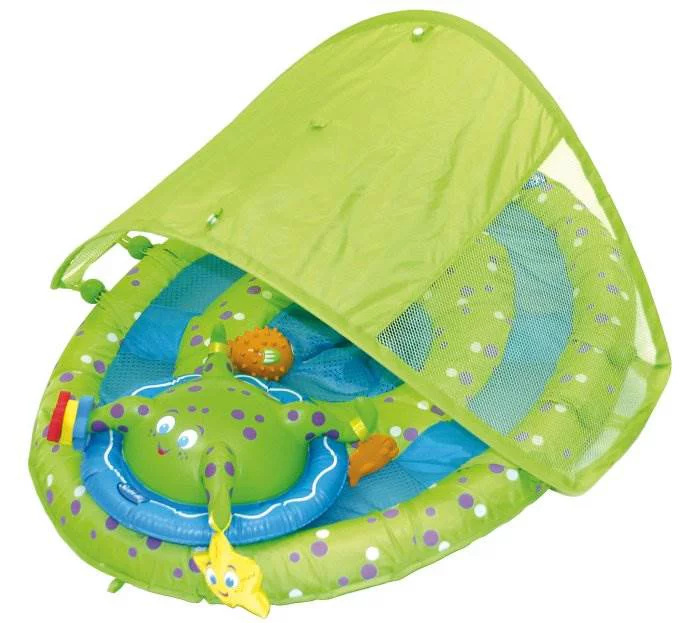 SwimWays Baby Spring Float Activity Center, Inflatable Float for Baby Boys, Blue/Green