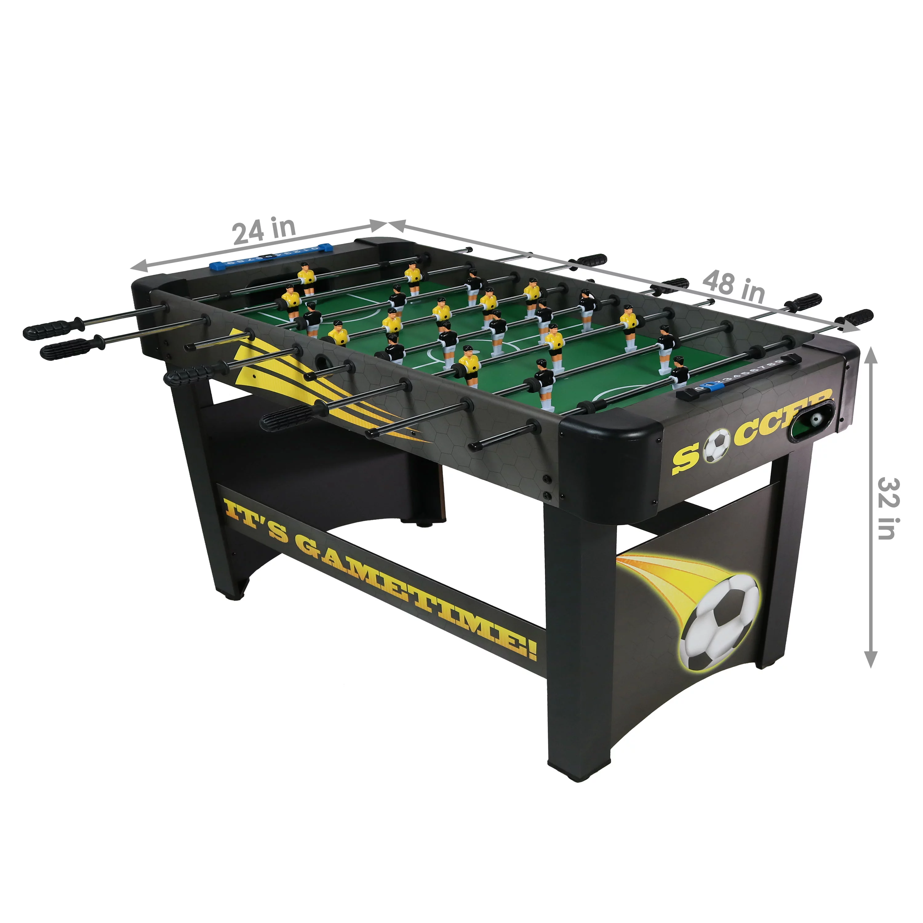 Sunnydaze Indoor Classic Style Foosball Soccer Game Table with Manual Scorers – 48″ – Black and Yellow