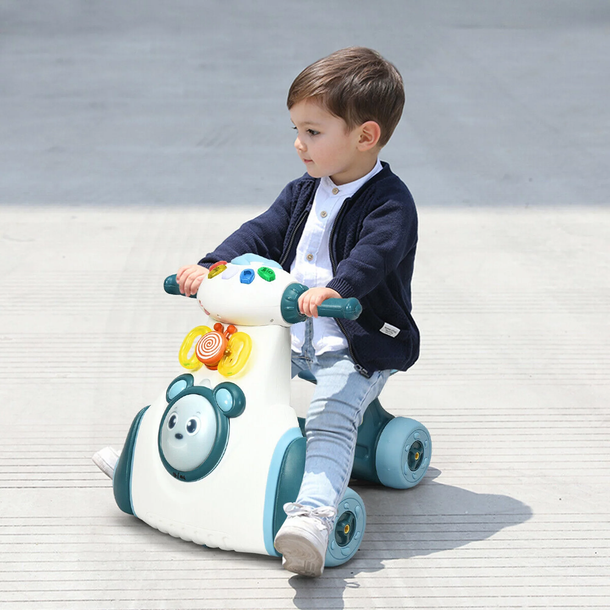 Gymax Baby Balance Bike Musical Ride Toy w/ Light & Sensing Function Toddler Walker