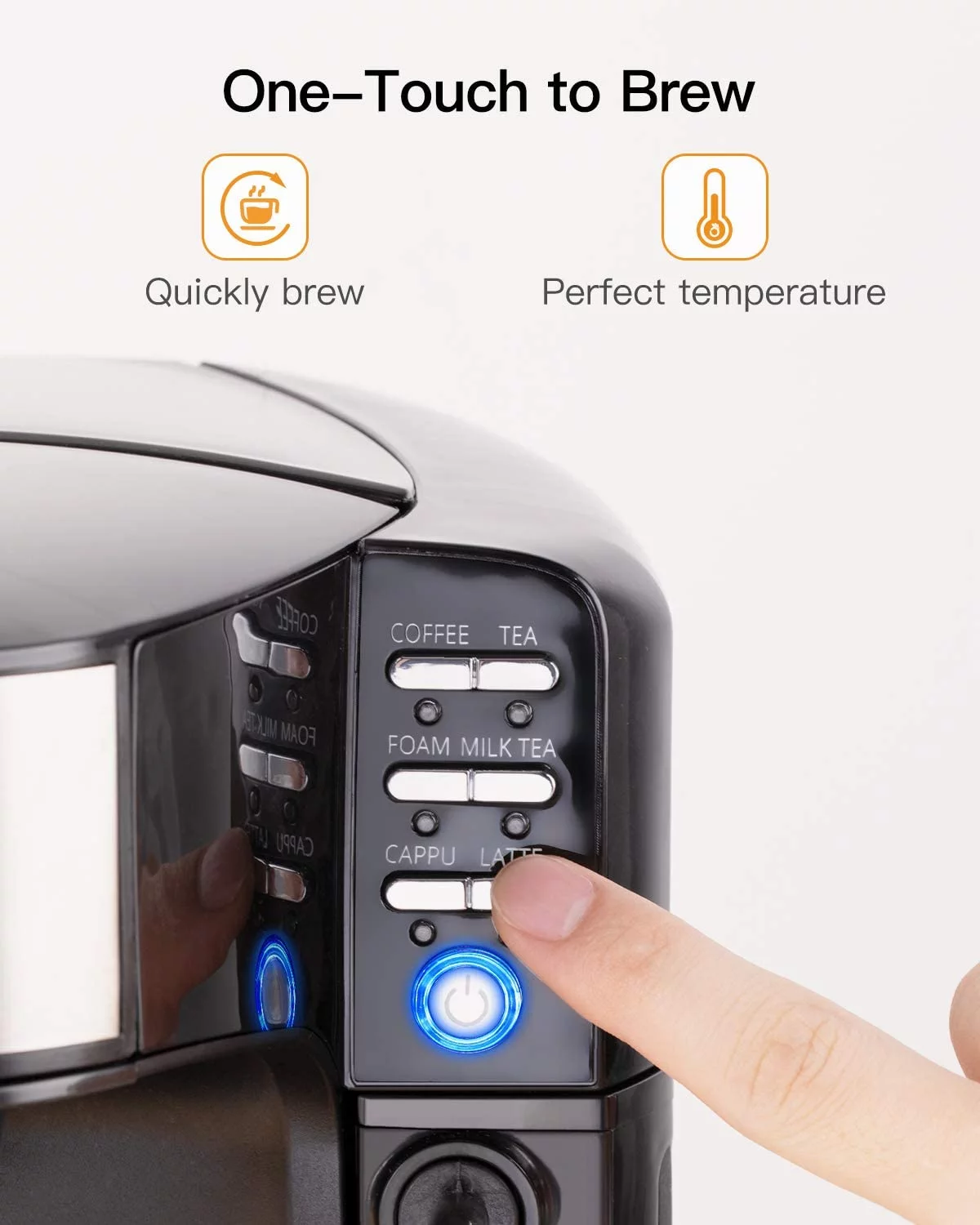 durable 6-In-1 Coffee Maker with Auto Milk Frother  Single Serve Coffee  Tea  Latte and Cappuccino Machine  Compatible With Capsule & Ground Coffee  Compact Coffee Maker