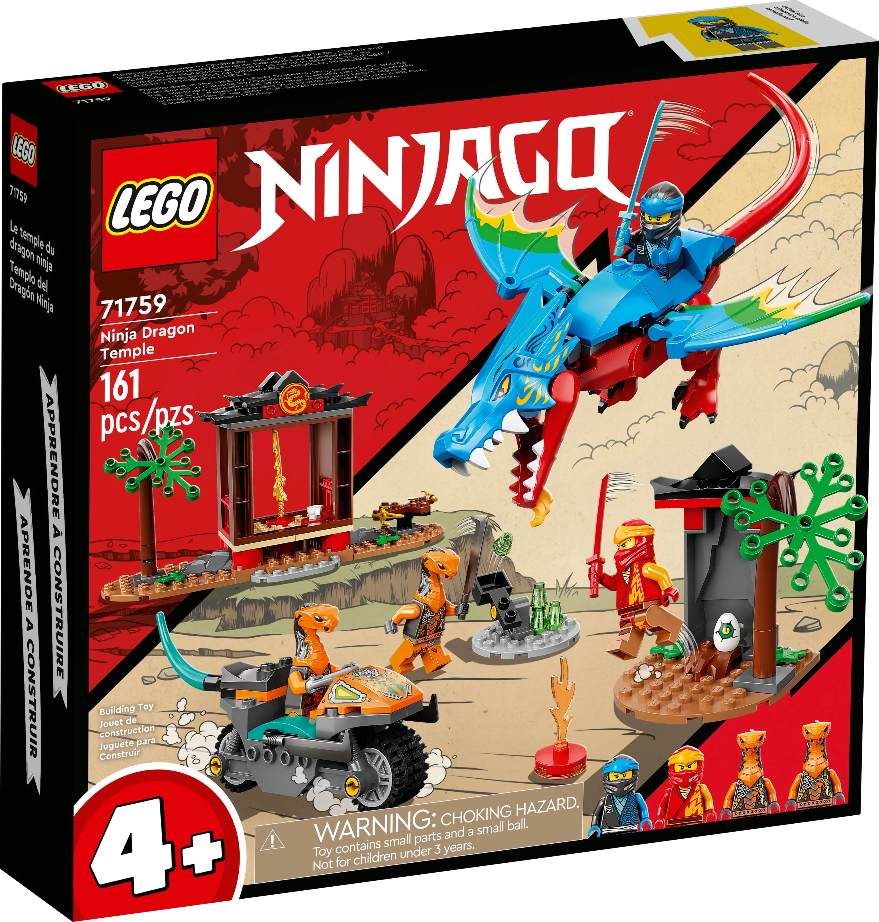 LEGO NINJAGO Ninja Dragon Temple Set 71759 with Toy Motorcycle, Kai, Nya and Snake Warrior Minifigures, Gift for Kids 4 Plus Years Old