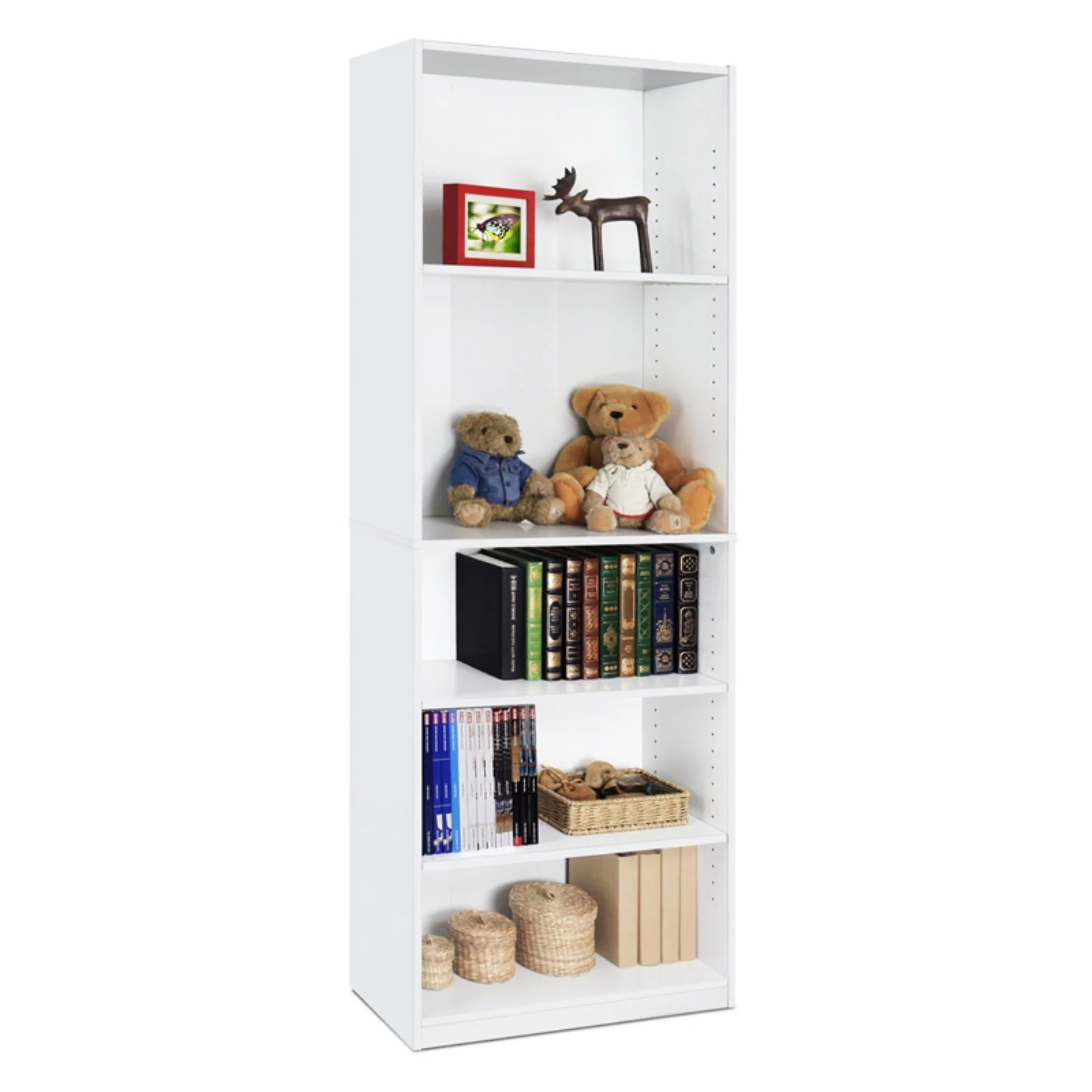 Furinno JAYA Engineered Wood Simple Home 5-Shelf Bookcase in White