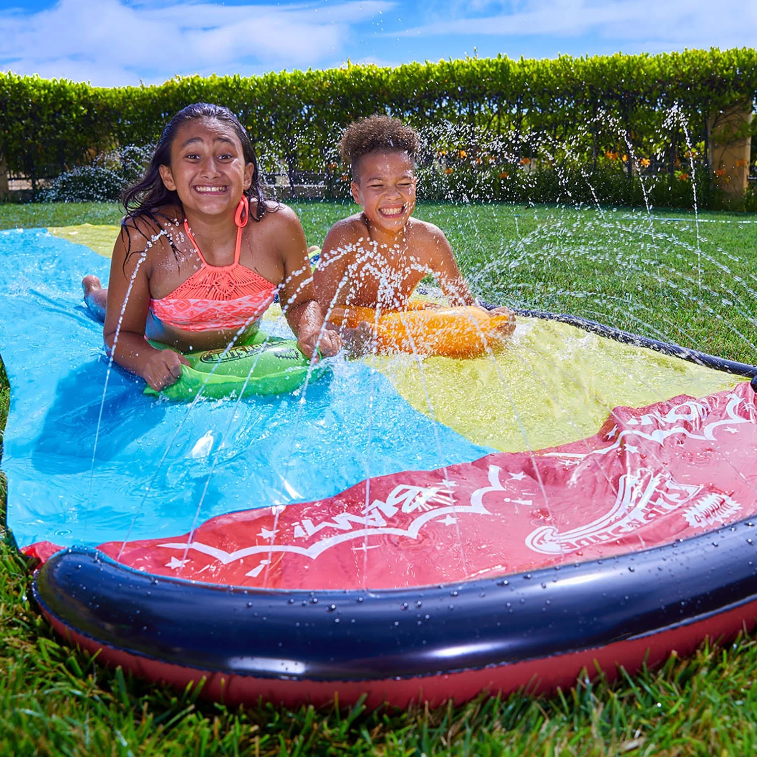 WHAM-O Slip ‘N Slide Wave Rider Double Water Slide – 16 ft Long with 2 Boogie Boards