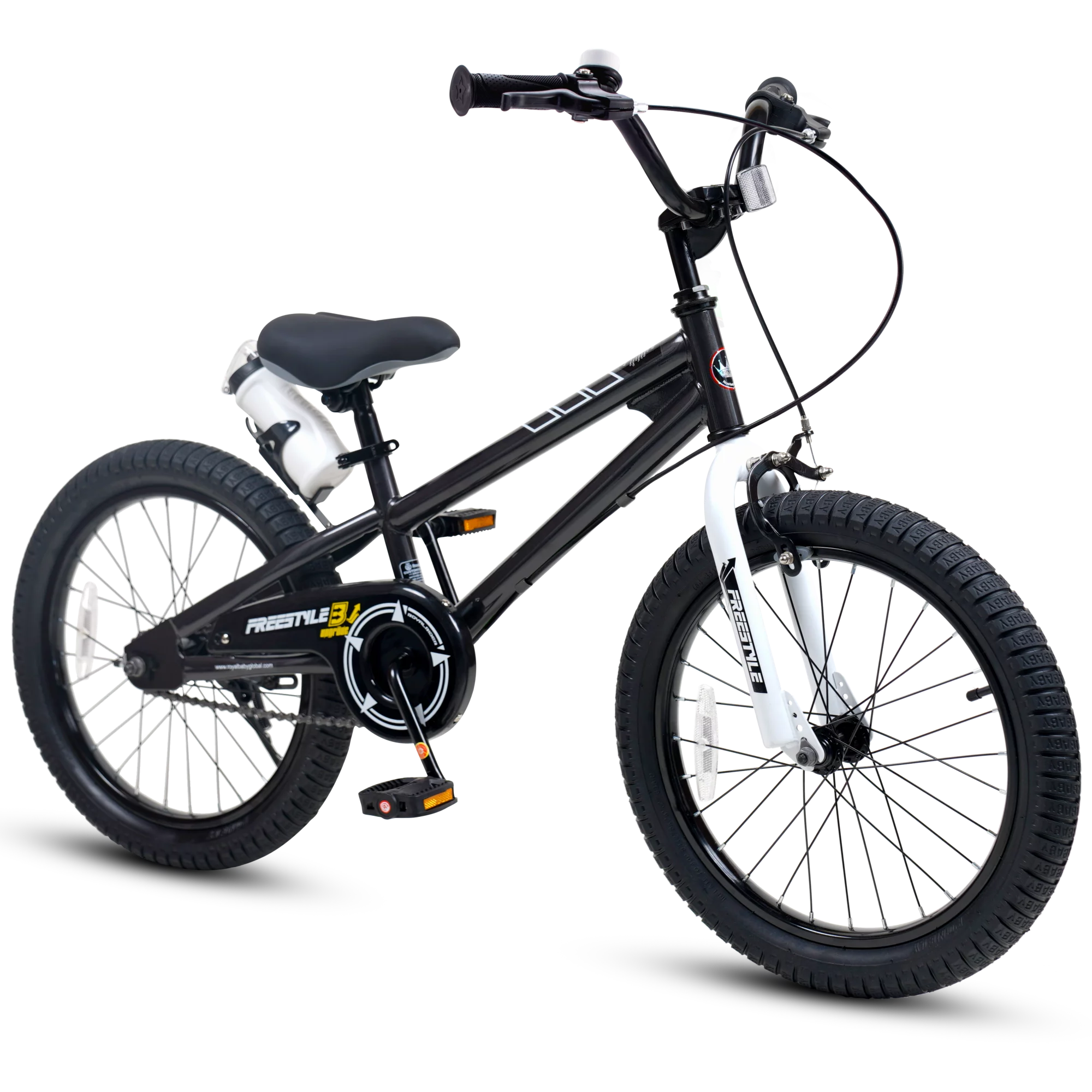 Royalbaby Boys Girls Kids Bike 18 In BMX Freestyle Black 2 Hand Brakes Bicycles with Kickstand