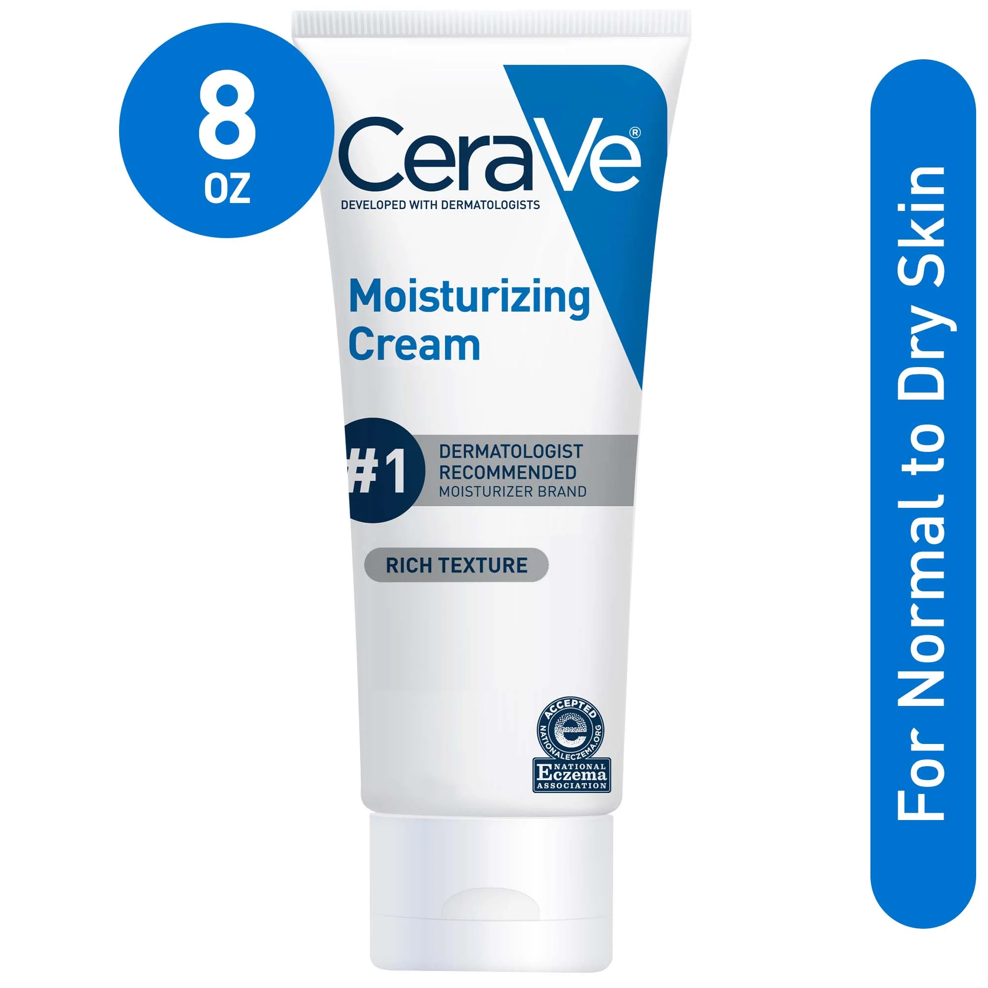 CeraVe Moisturizing Cream, Face & Body Moisturizer for Normal to Very Dry Skin, 8 oz