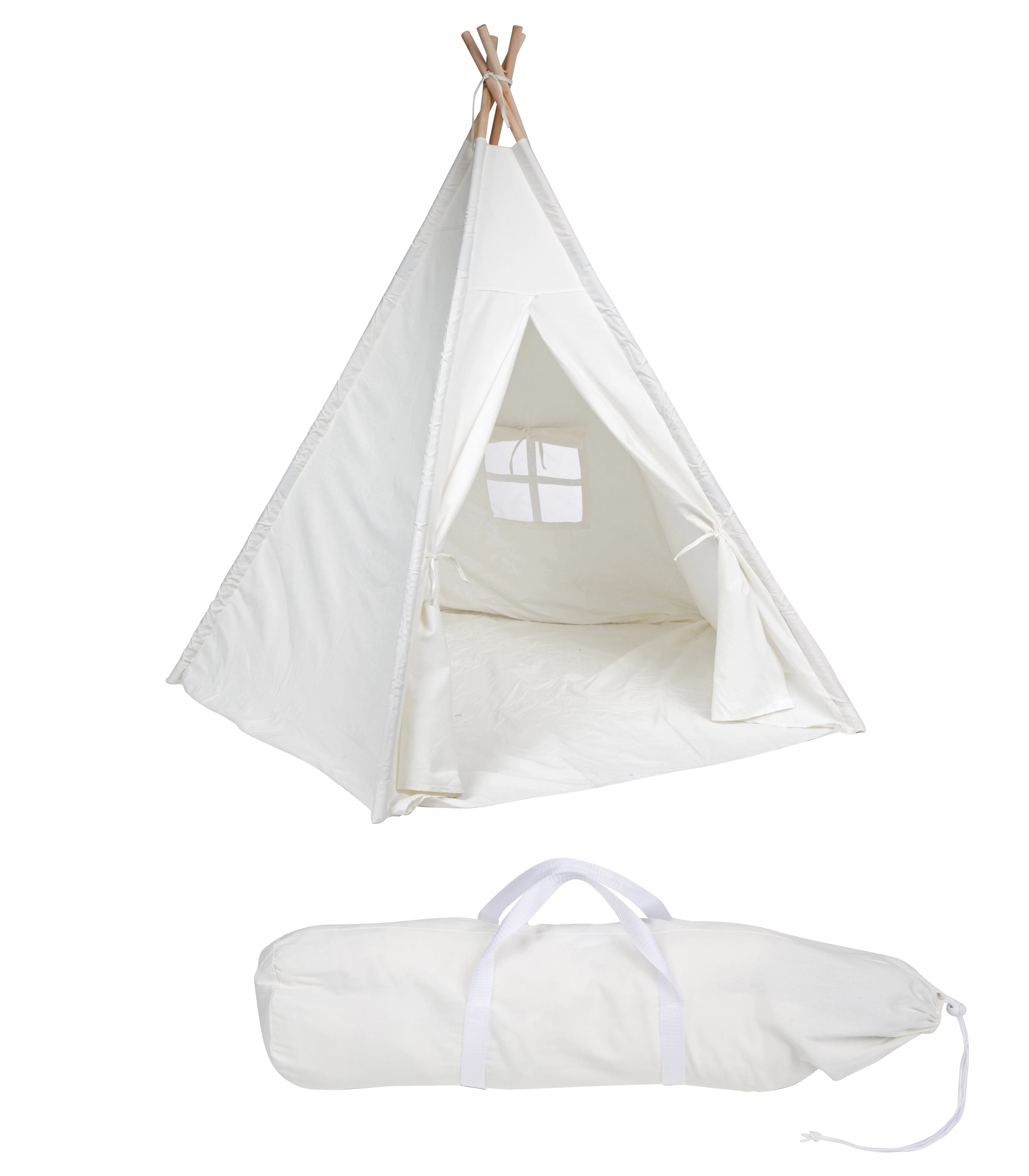 6′ Giant Teepee Play House of Pine Wood with Carry Case by Trademark Innovations (White)