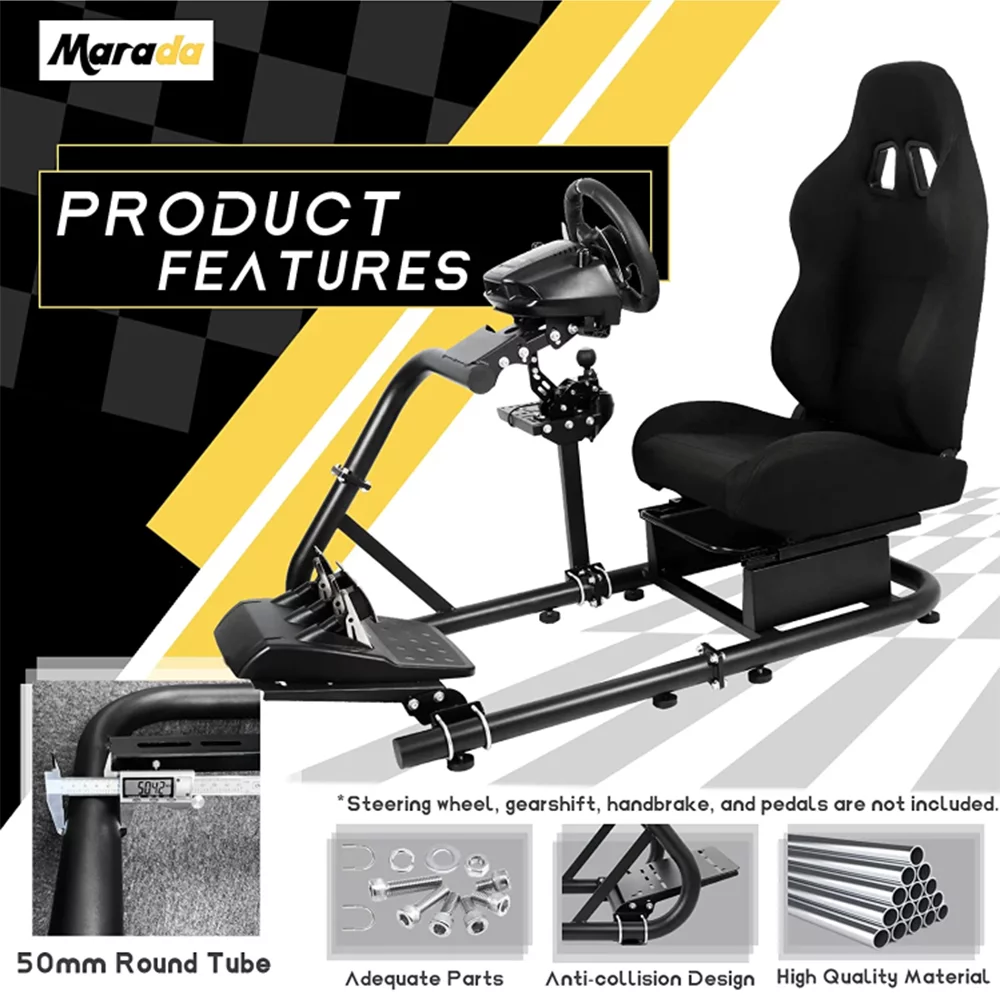 Marada Racing Simulator Cockpit Upgrade Fit for Logitech G25 G27 G29 Video Game Sim Stand