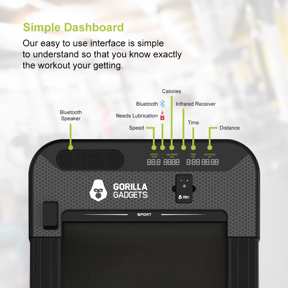 Gorilla Gadgets Portable Fitness Treadmill With Remote Control, LED Display & Bluetooth Speaker