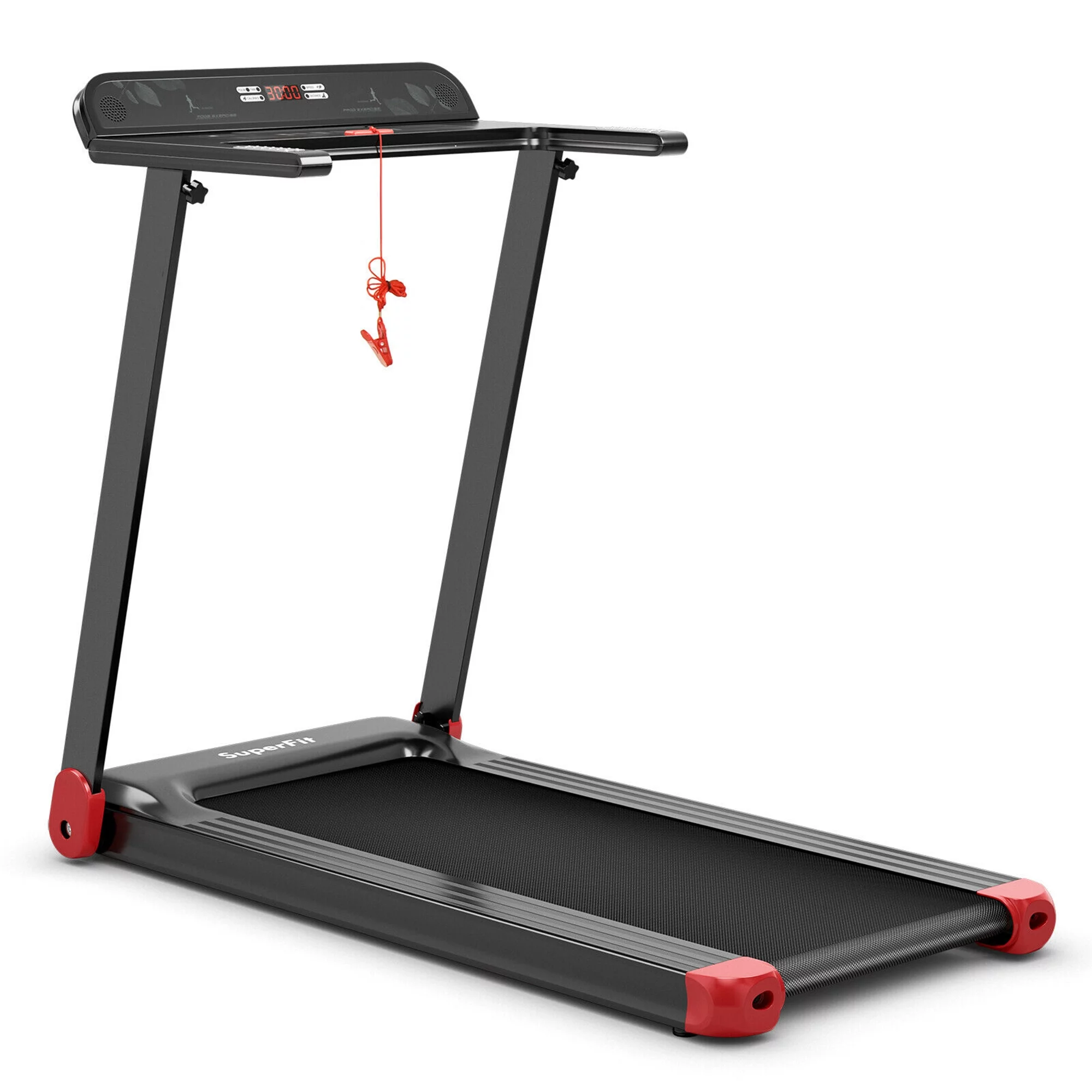 Gymax Portable Cardio Running Machine Electric Folding Exercise Treadmill with App Control, Red