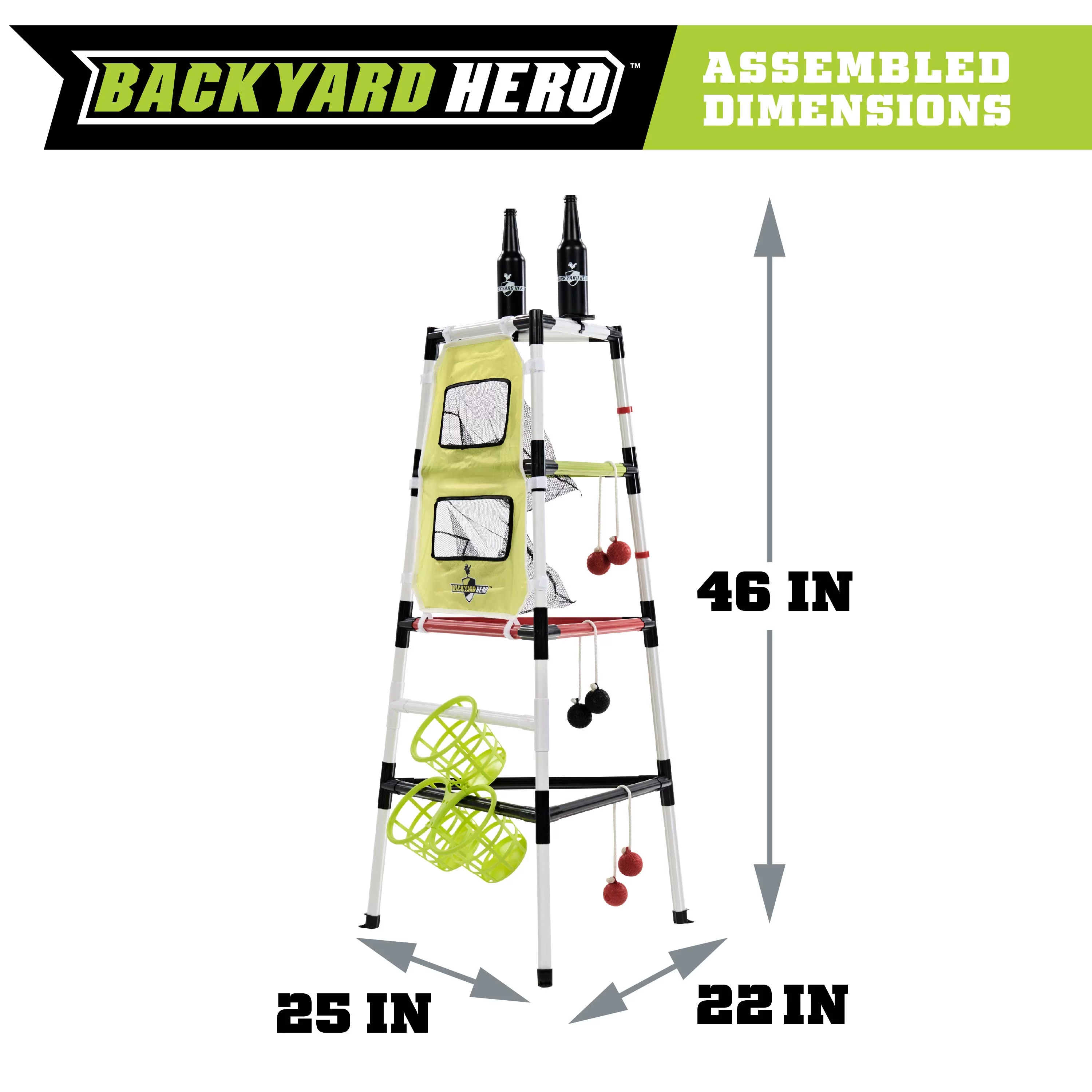 Backyard Hero Outdoor 46?? Target Toss 4-in-1 Tower, Easy Set-up Lawn Game with Accessories