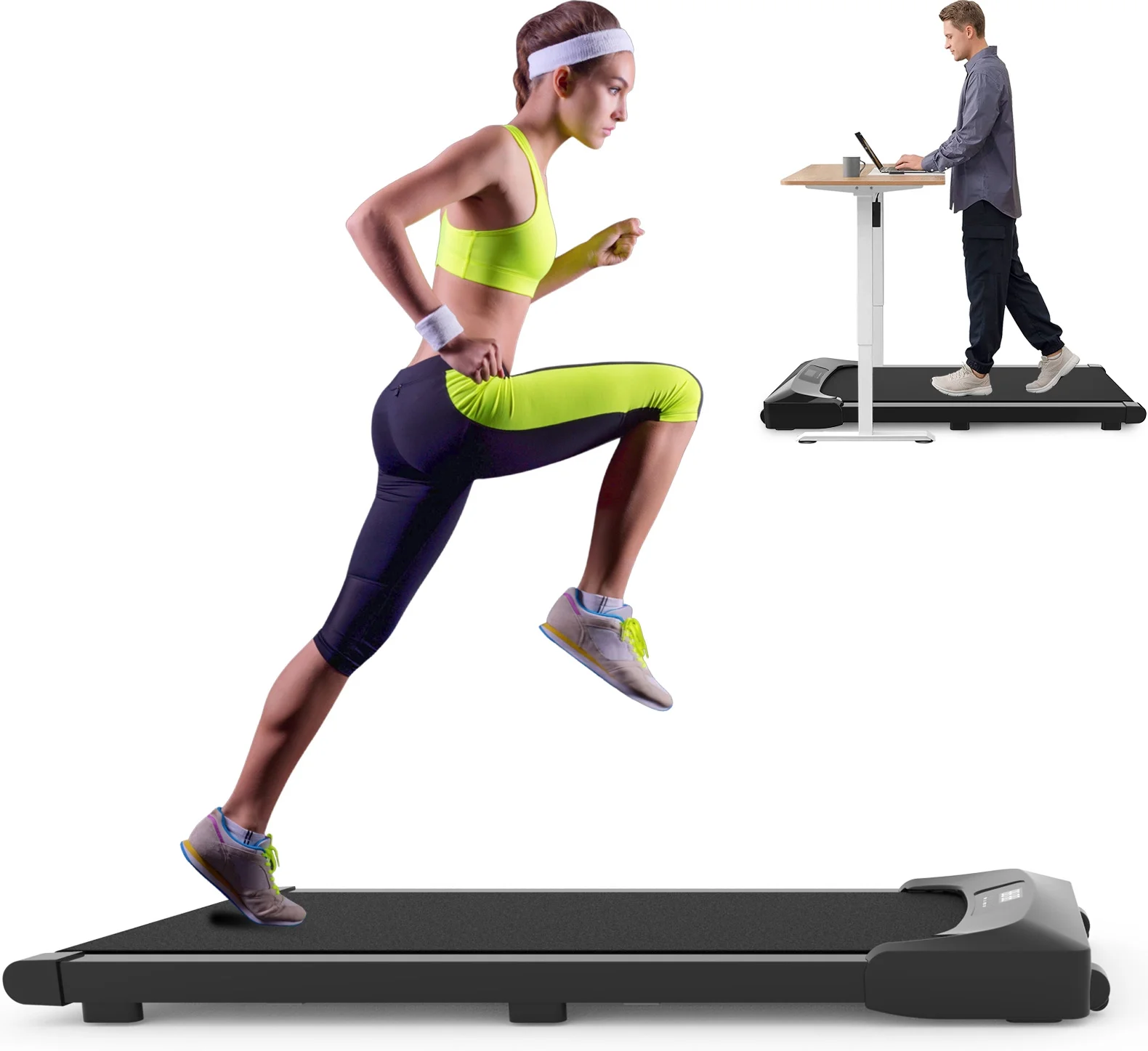 FLIMDER Walking Pad, Sturdy & Durable Under Desk Treadmill, Folding Treadmill with 300LBS Capacity, Beautifully Designed Installation-Free Treadmills for Home