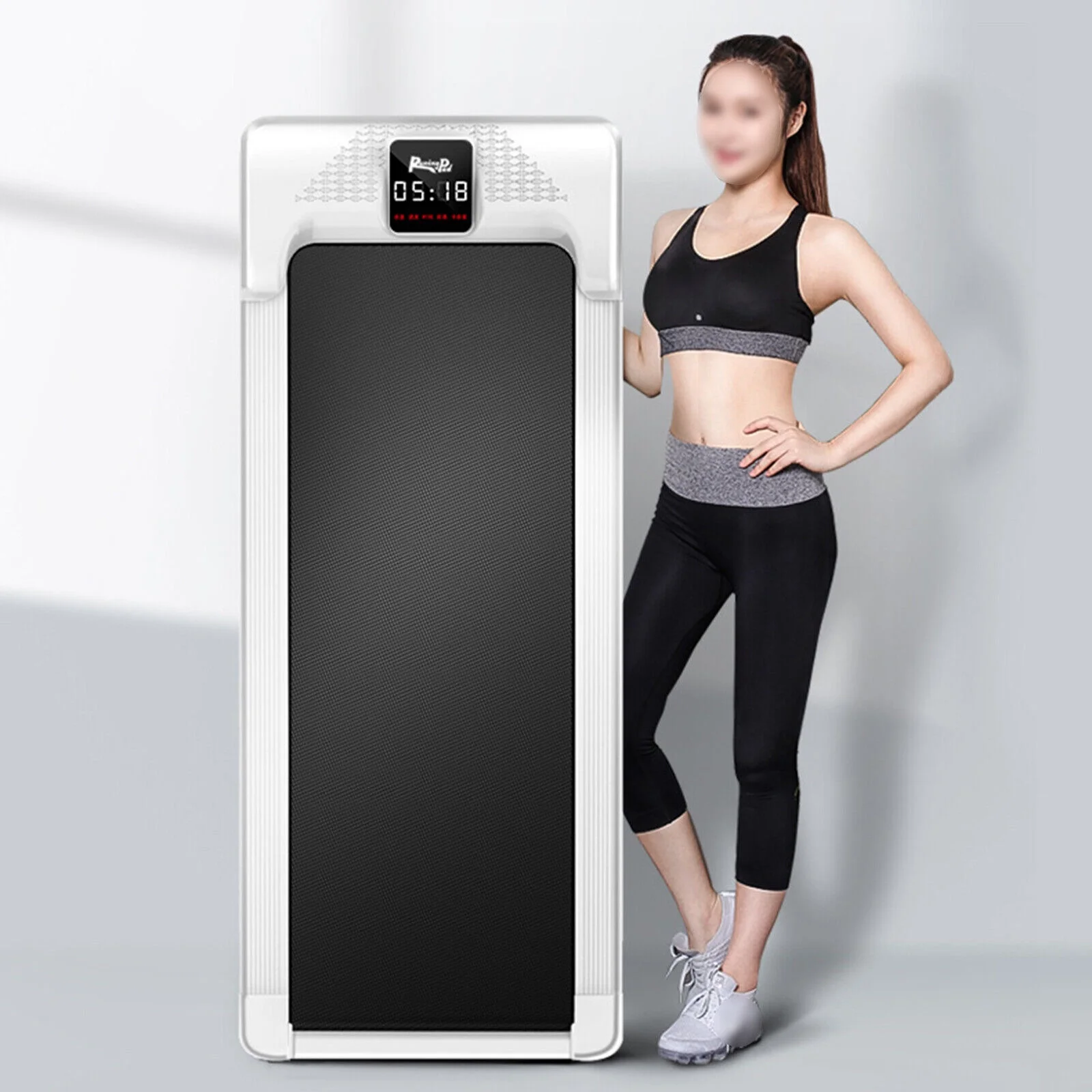 1-6KM/Hour HD Display Portable Electric Treadmill Under Desk Walking Pad Home Office Fitness Exercise 0.5hp100kg/220lbs