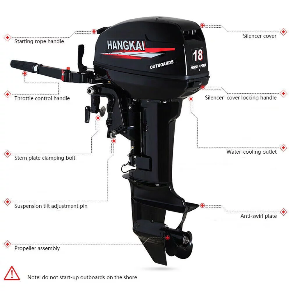 Wuzstar 18HP 2-Stroke Outboard Motor Fishing Boat Engine Water Cooling CDI R/min