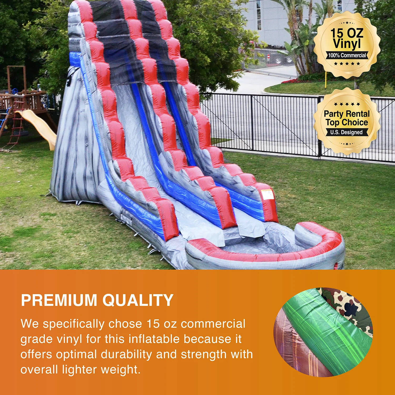 JumpOrange Titanium Commercial Grade Inflatable Water Slide with Splash Pool, for Adults and Kids