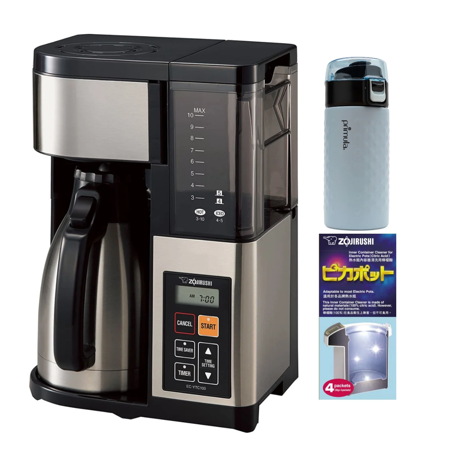 Zojirushi EC-YTC100XB 10-Cup Coffee Maker (Stainless Steel/Black) Bundle