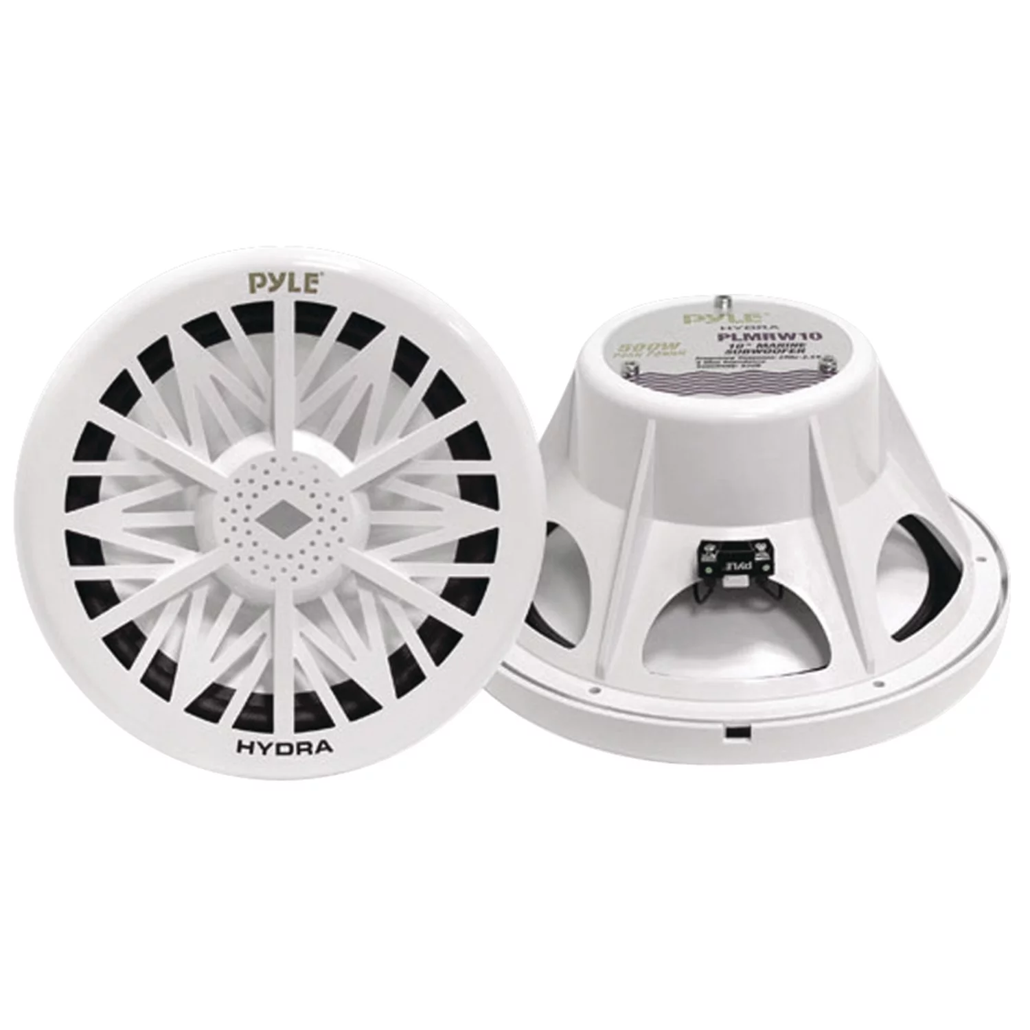 Pyle PLMRW10 10″ 500 Watt Dual Marine Grade Stereo System Speakers, White (Pair)