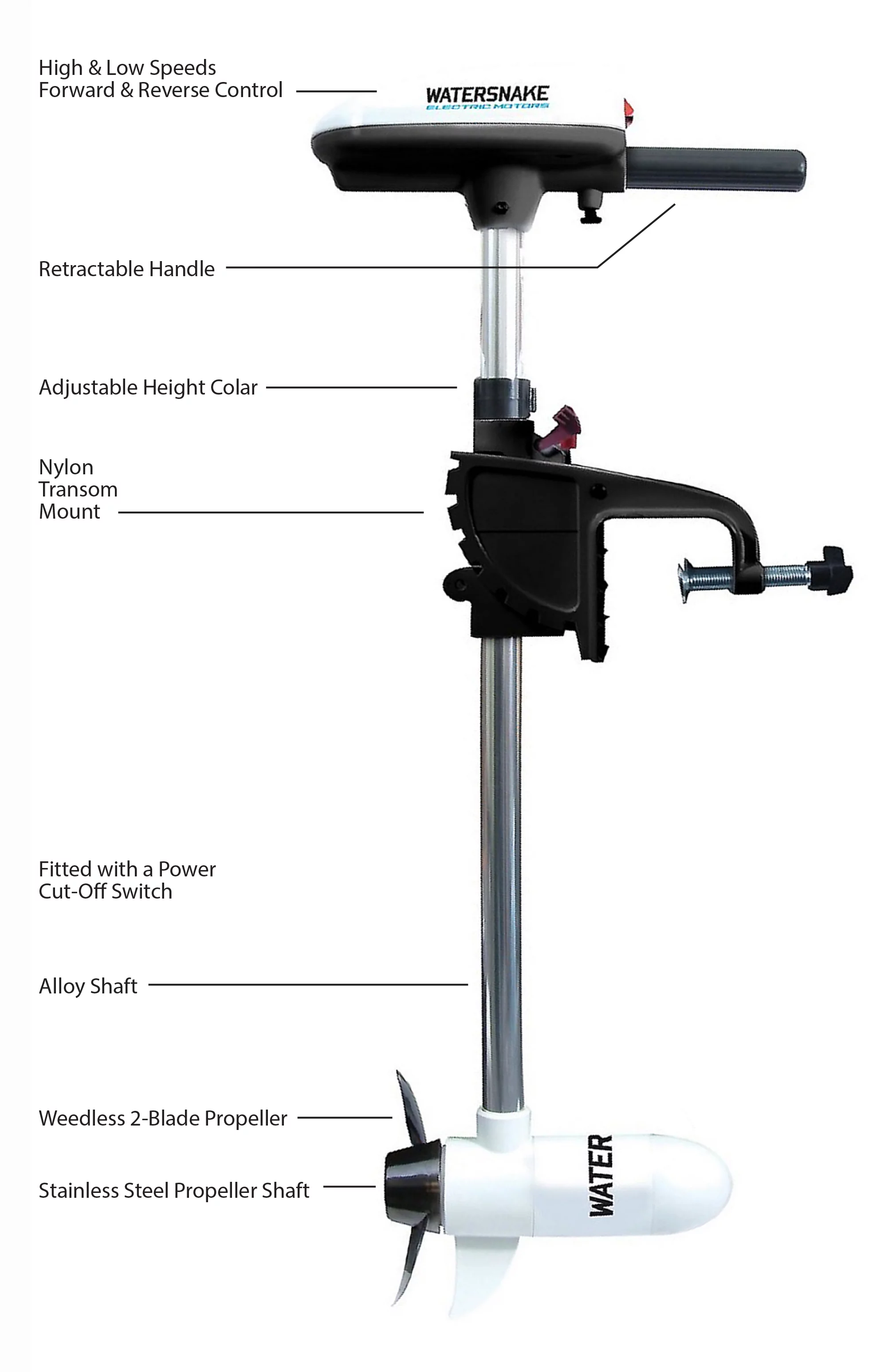 Watersnake ASP T18 Trolling Motor, 18 lb Fresh or Saltwater.