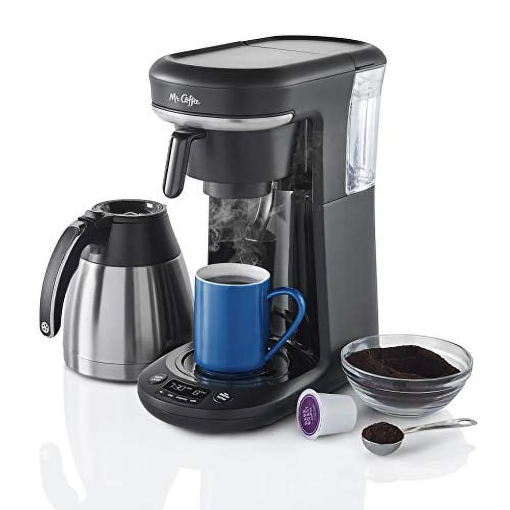 Mr. Coffee Pod + 10-Cup Space-Saving Combo Brewer, Black