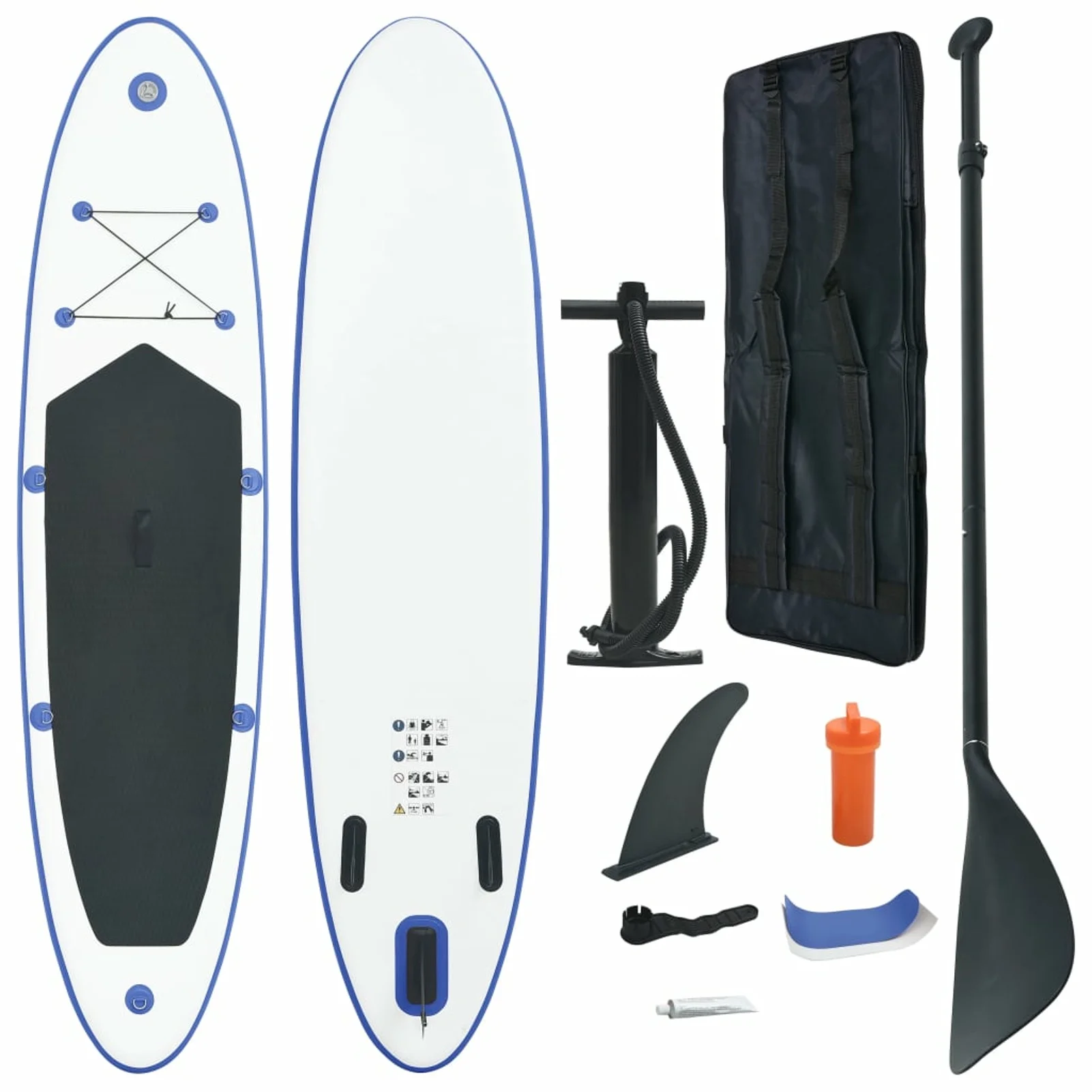 Paddle Board Set Surfboard Inflatable Blue and White