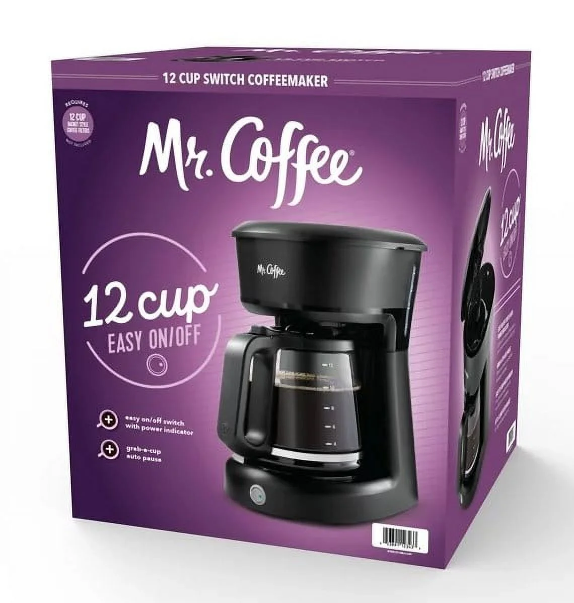 Mr. Coffee Simple Brew 12-Cup Switch Coffee Maker, Black