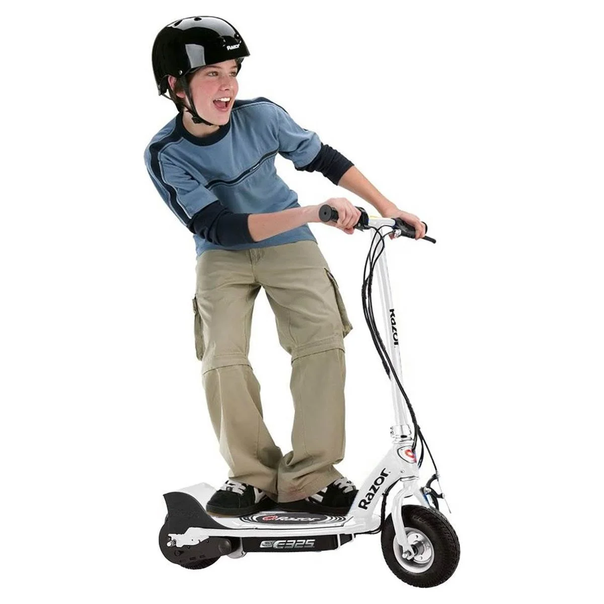 Razor E325 Adult Ride-On 24V High-Torque Motor Electric Powered Scooter, White