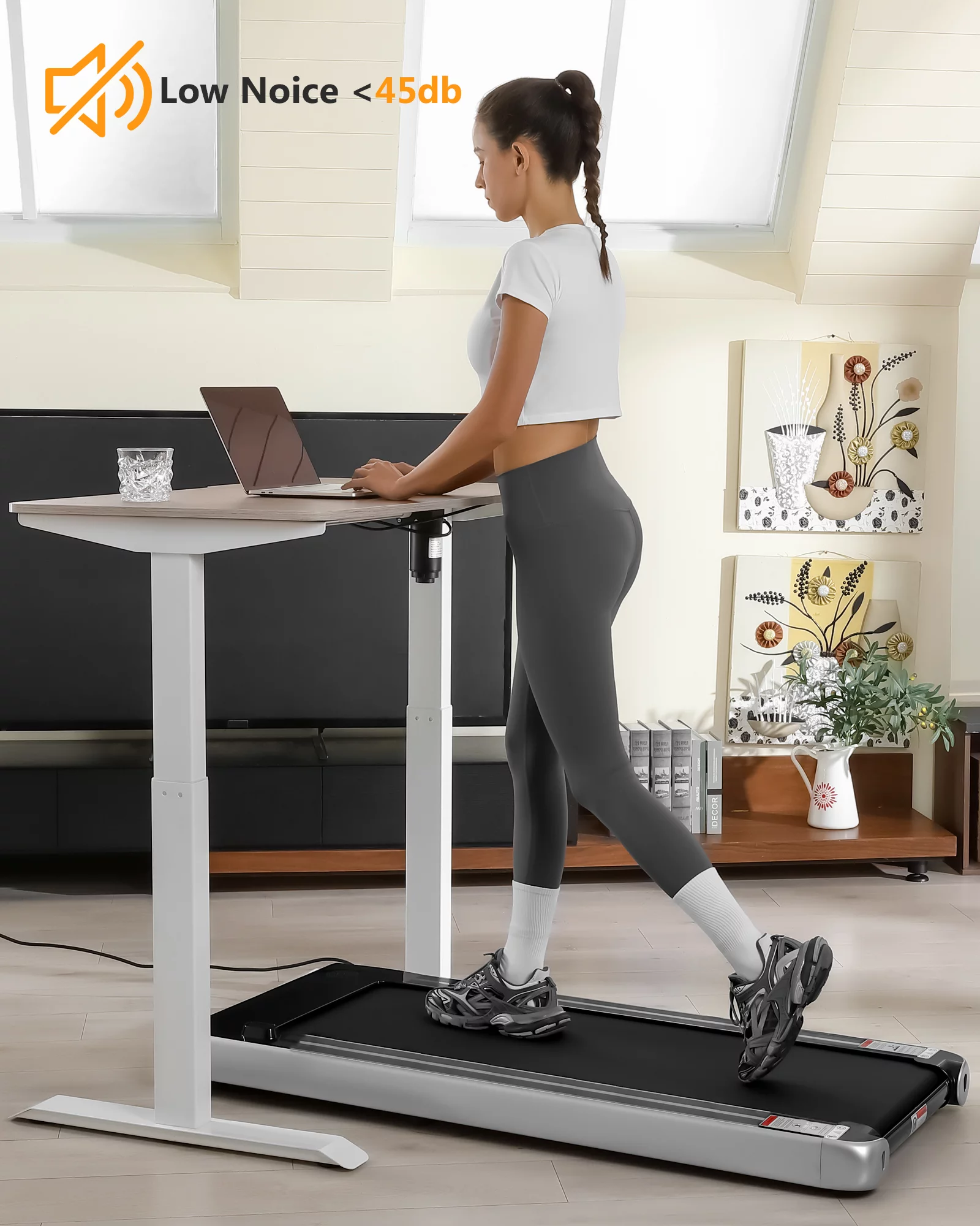 Walking Pad, 256 lb Capacity Desk Treadmill 2.5H Under Desk Electric Treadmill with Remote Control LCD Monitor Low Noise Jogging Machine for Home Office