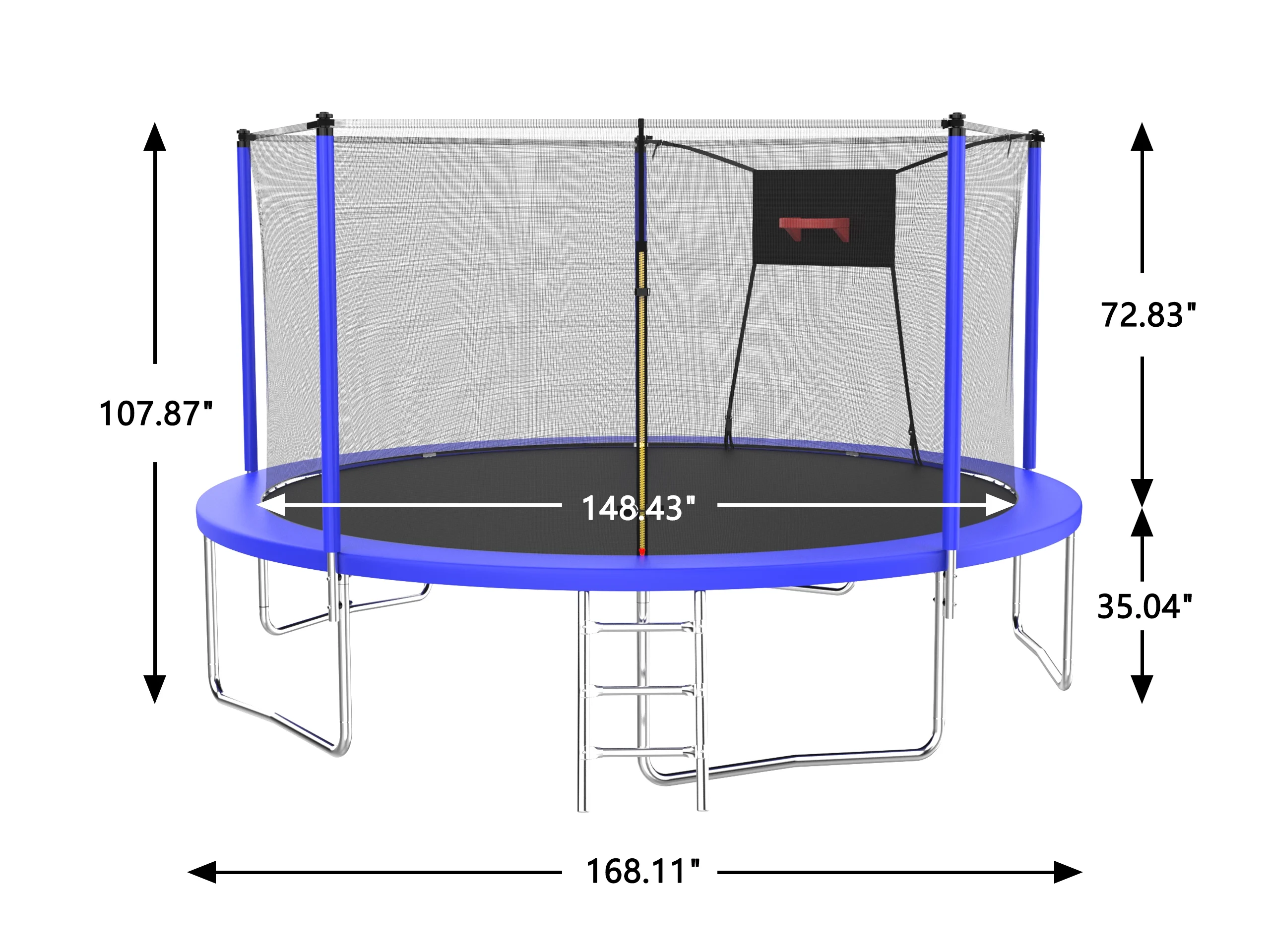 Kacho Trampoline for Adults and Kids, 16FT 1500LBS Trampoline with Enclosure Net, Basketball Hoop, Ladder, No Gap Design, ASTM Approved, Fully Galvanized with Anti-Rust Coating, Outdoor Trampoline