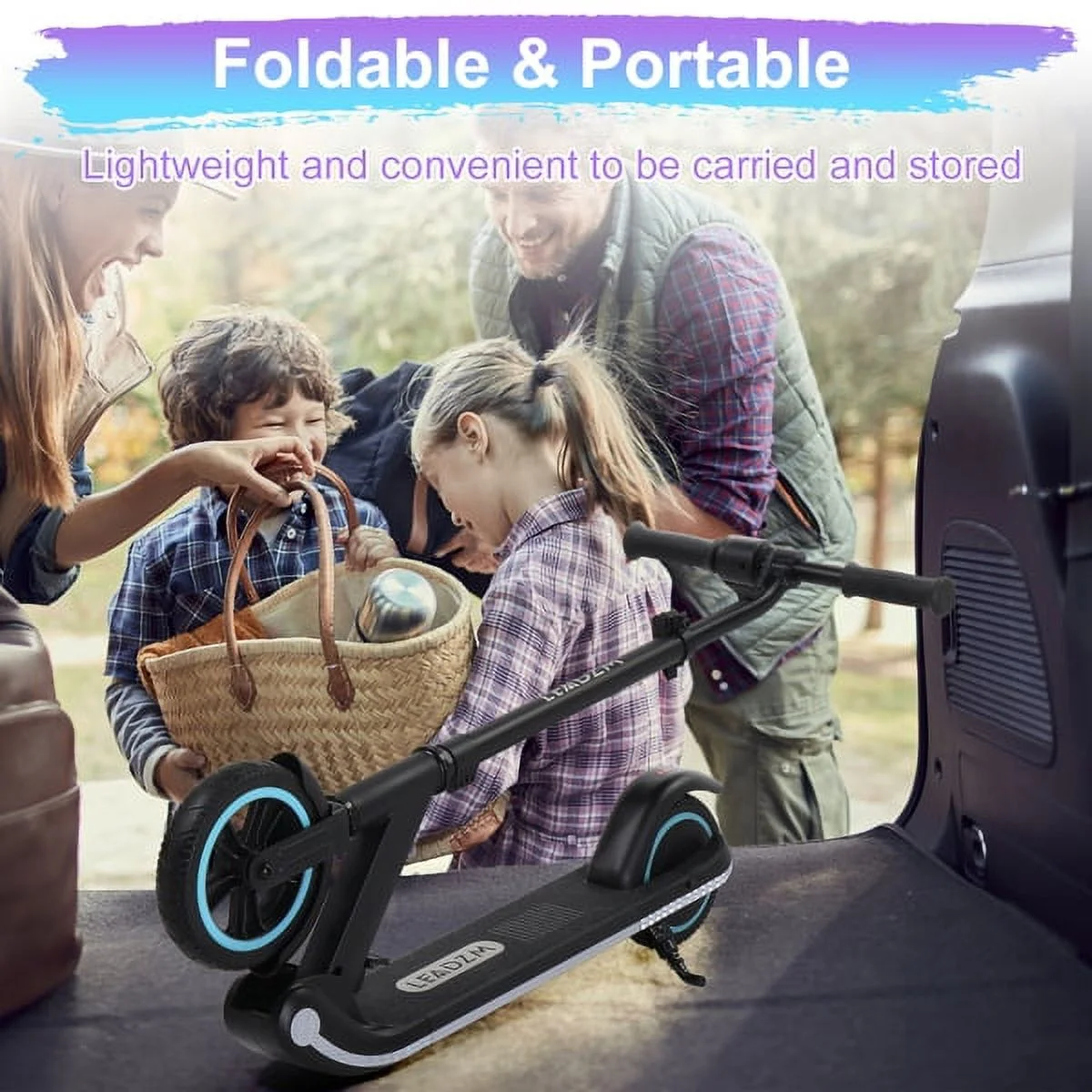 M2 PRO Electric Scooter for Kids Aged 6-14, Hub Motor Max Speed 9.3 mph Ride Range 5 miles, Kids Scooter with 3 Flashing LEDs, Black