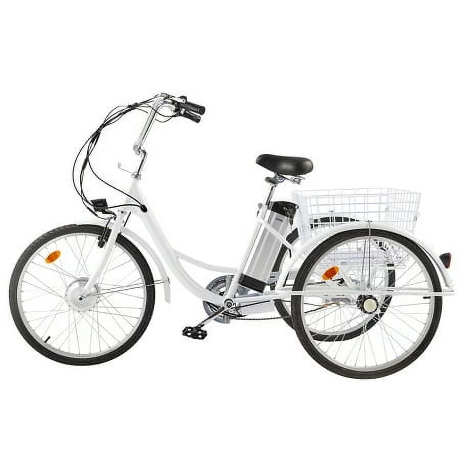 “Viribus 24inch 3 Wheel Electric Tricycle for Adults with 250w Motor,Removable 36V 10Ah Lithium Battery, White”