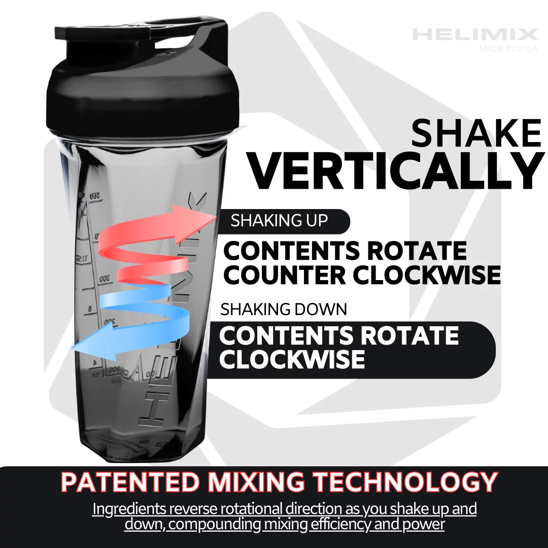 Helimix 2.0 Vortex Black Portable Pre-Workout Blender Shaker Bottle 28oz