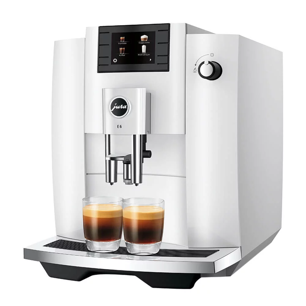 Jura 15559 E6 Automatic Espresso Machine with Easy Cappuccino Function and Preheating (Piano White)