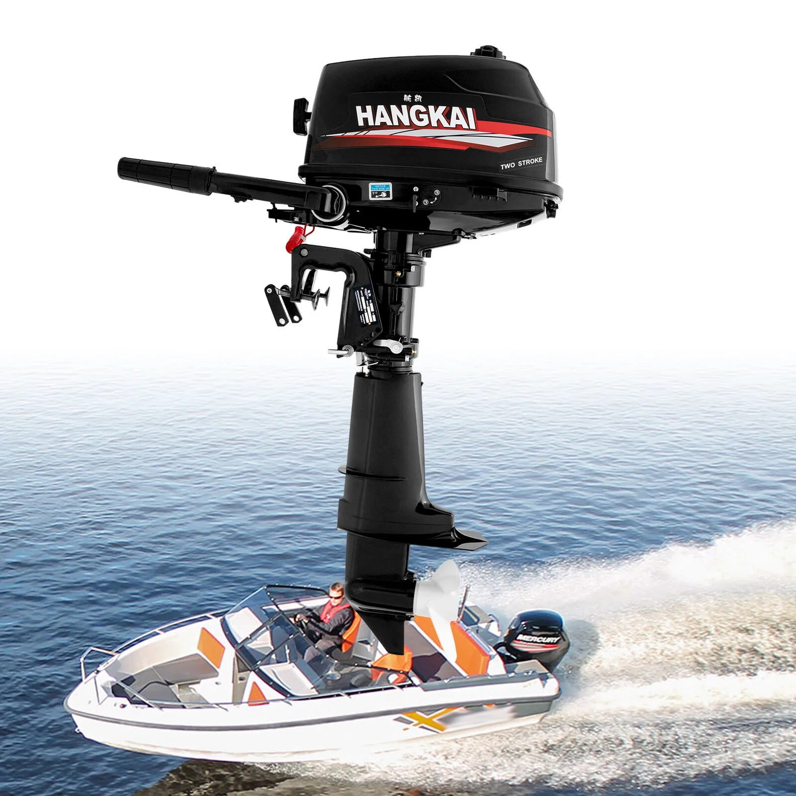 Anqidi 6HP 2-Stroke Outboard Motor Fishing Boat Engine Tiller Shaft Water Cooling CDI System