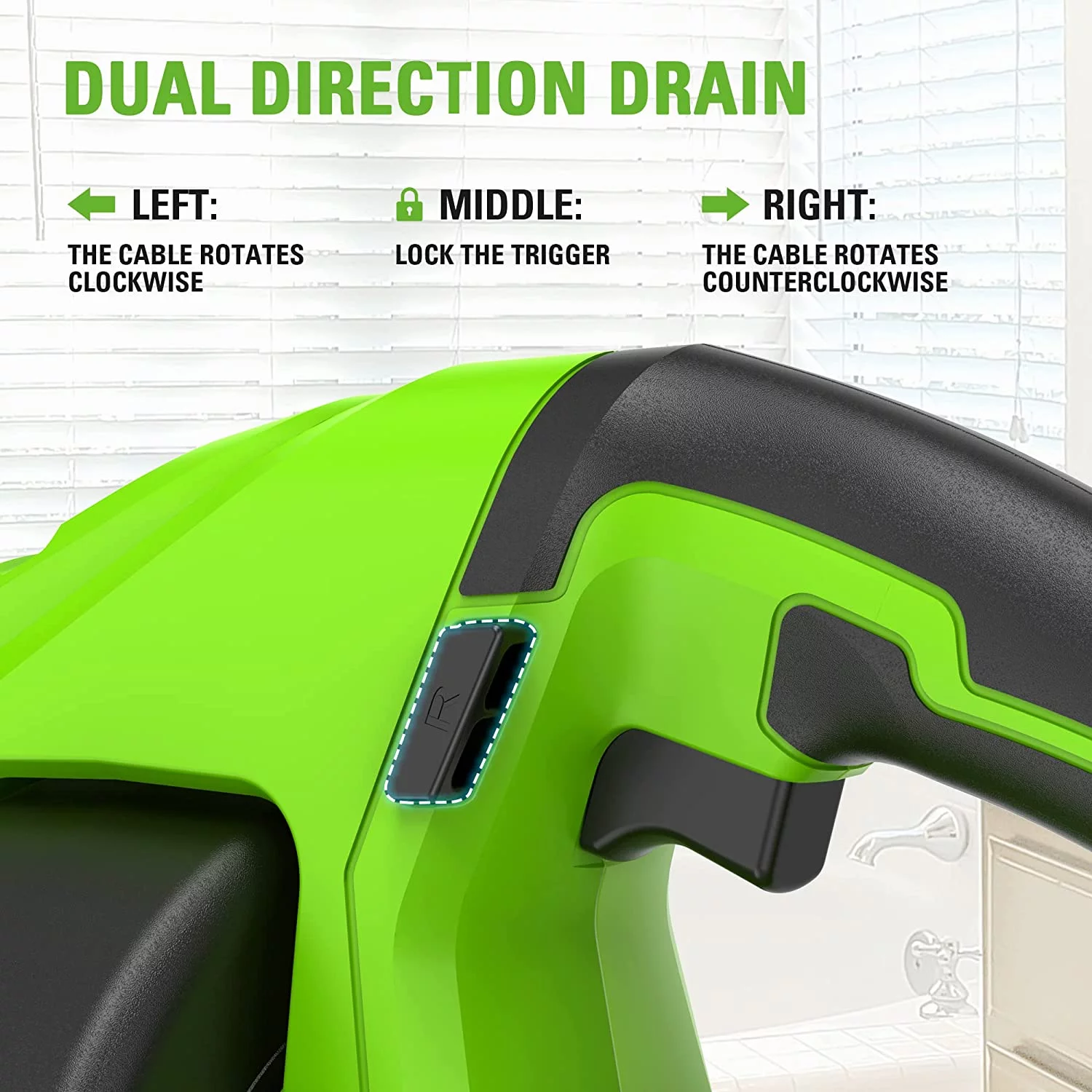 Greenworks 24V Drain Auger 550 RPM with 2Ah Battery and Fast Charger