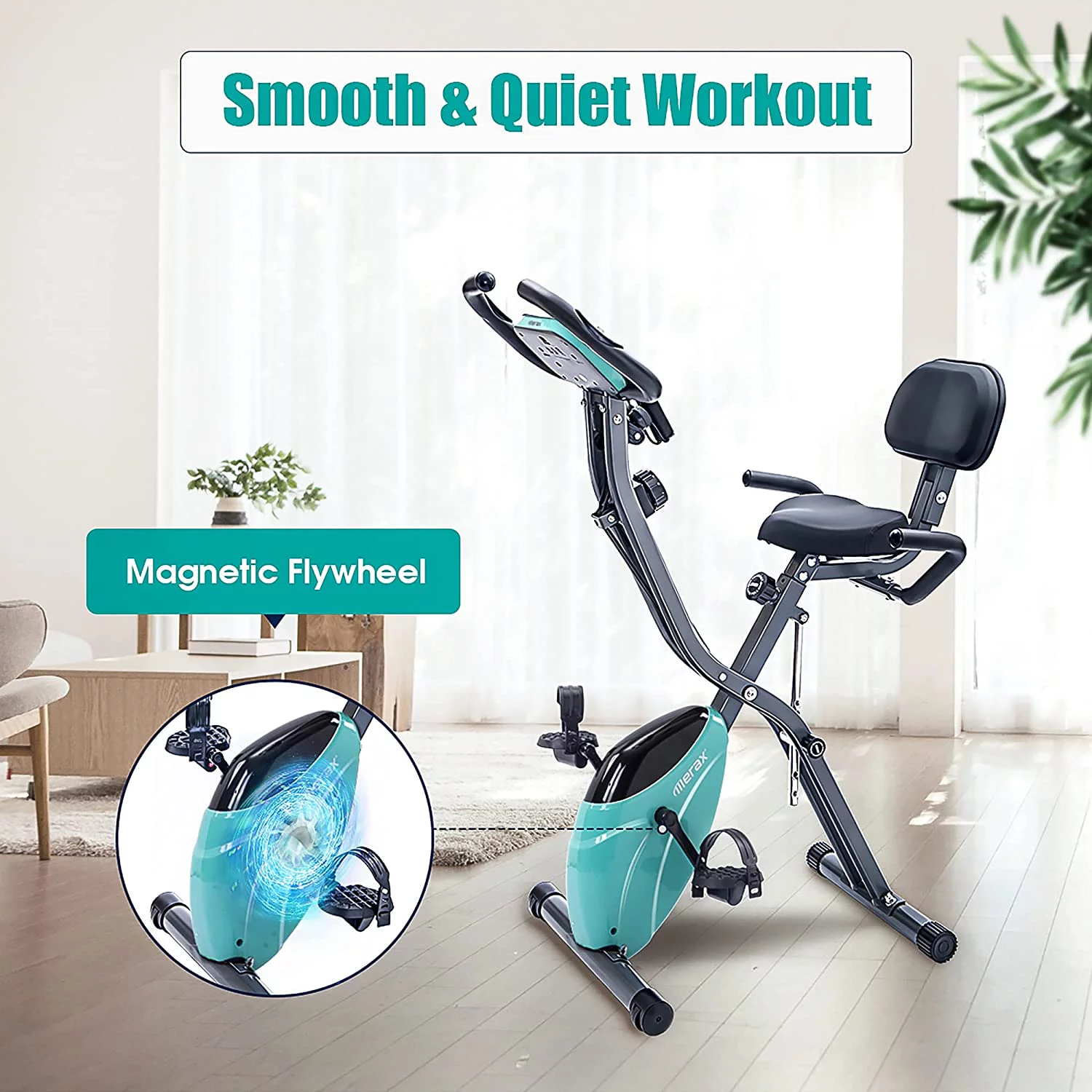 IM Beauty Folding Upright and Recumbent Foldable Stationary Bike Exercise Bike with 10-Level Adjustable Magnetic Resistance, Perfect Workout Bike for Home Use for Men, Women, and Seniors