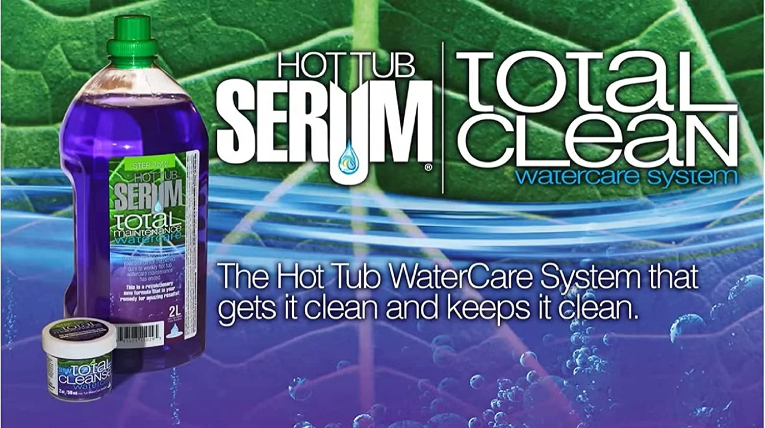 Hot Tub Serum – Total Maintenance (2 Ltr. Liquid) with Total Cleanse Jetted Hot Tub, Spa & Jacuzzi Cleaner/Pool Conditioner Water Care Combo Kit (2 oz. Gel)