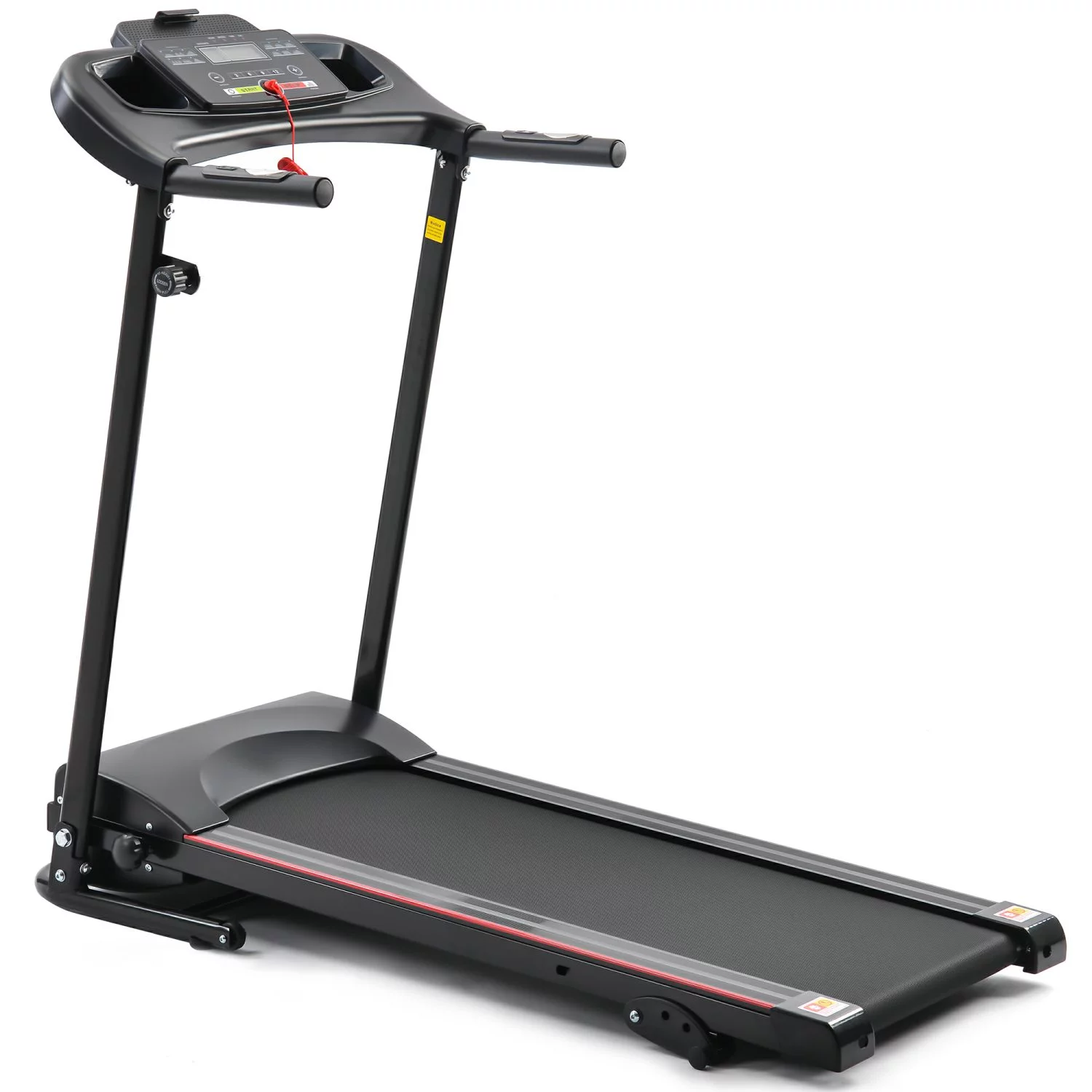 Foldable Electric Treadmill Running Machine for Home Black with 3 Manual Inclines, 5″ Lcd Display, Ipad Holder and Low Noise Motor, 40.7″L x14.2″W