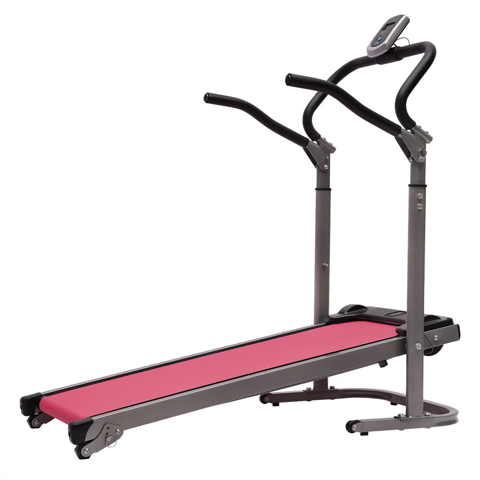 DENSET Folding Treadmill With Incline for Home Portable Running Exercise Pink 265LBS