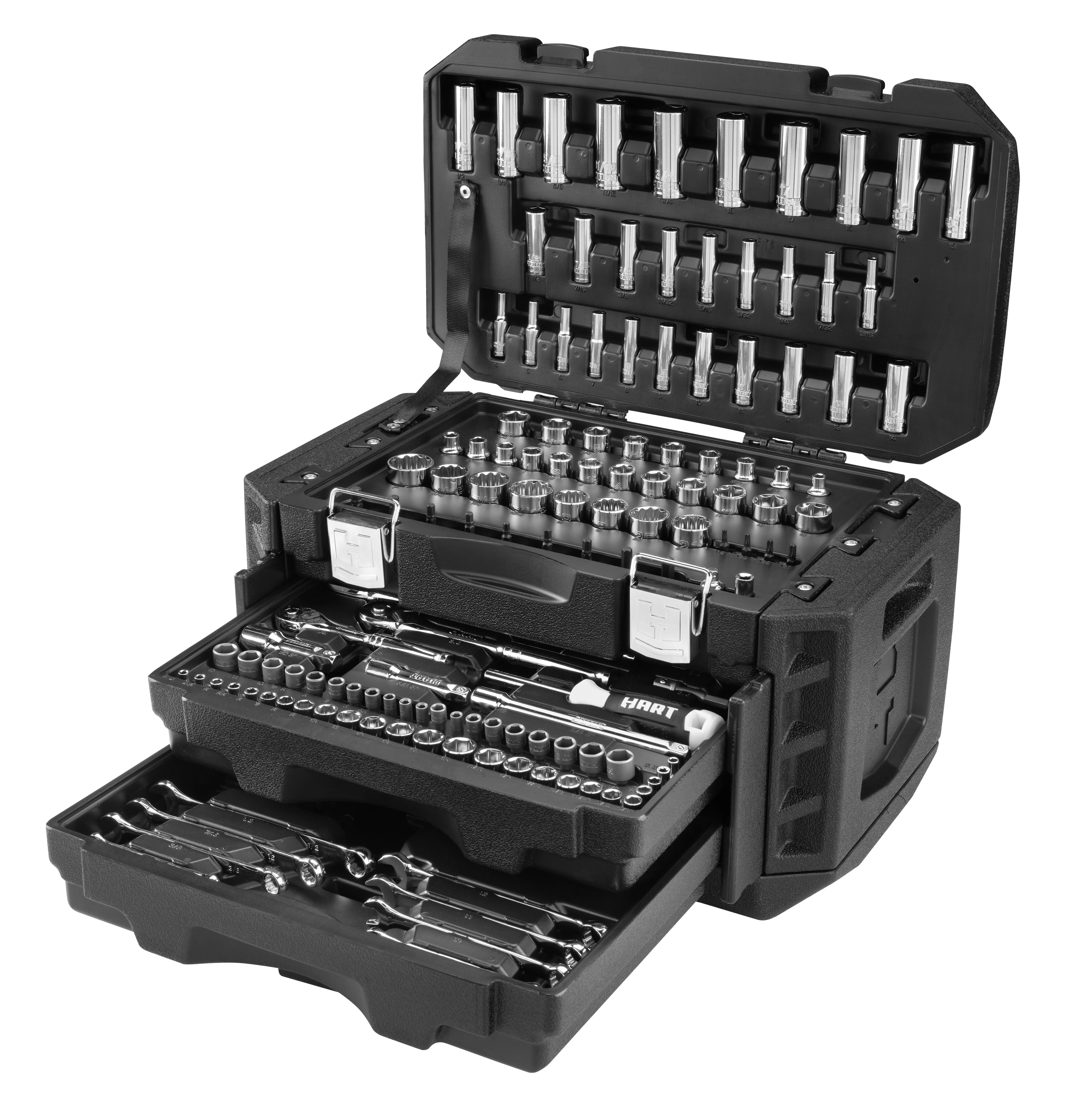 HART 215-Piece Mechanics Tool Set, Multiple Drive, Chrome Finish