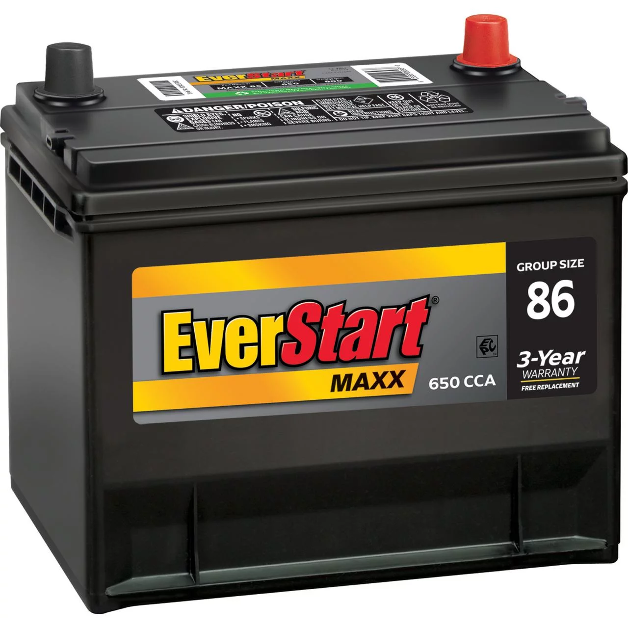 EverStart Maxx Lead Acid Automotive Battery, Group Size 86 12 Volt, 630 CCA